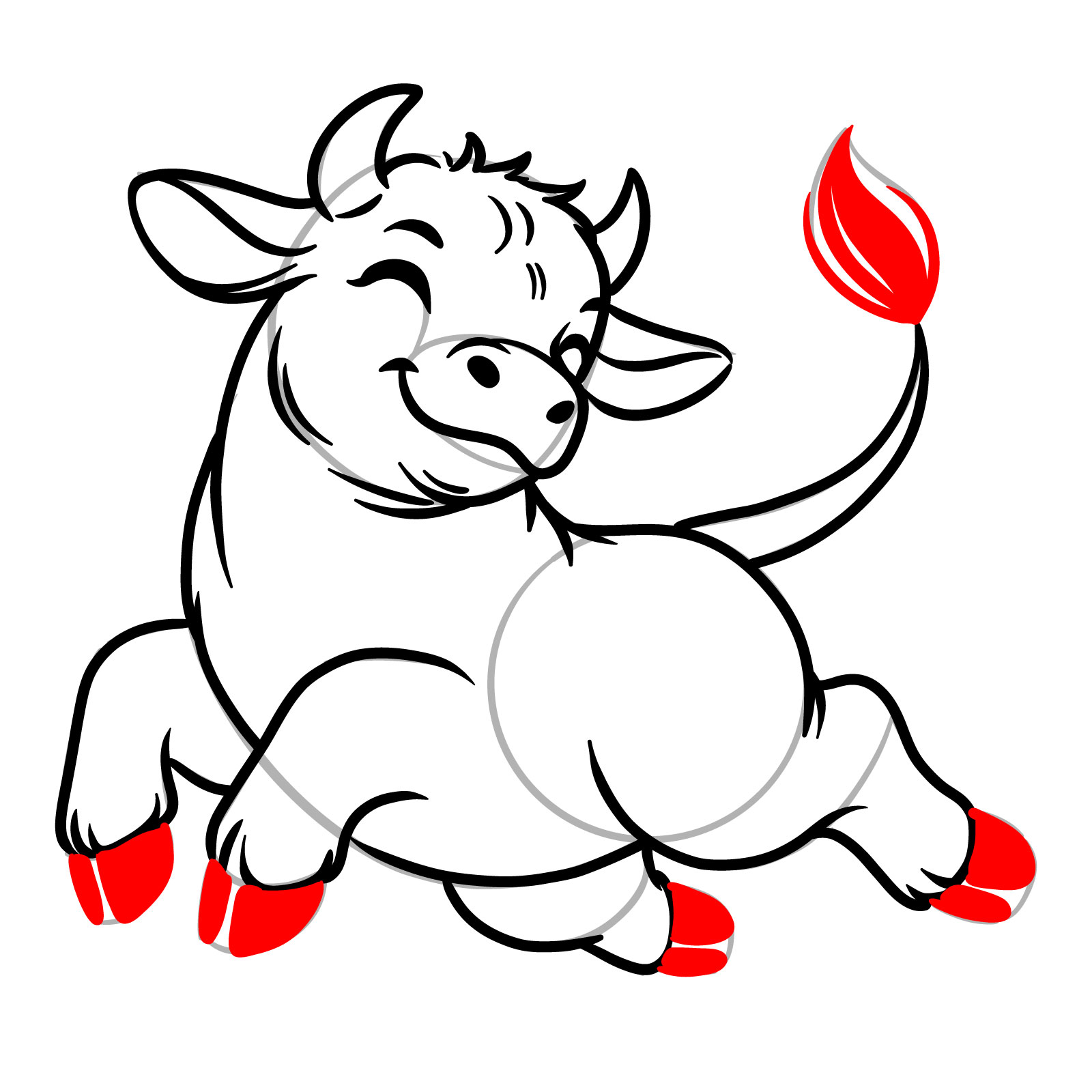 How to Draw a Happy Young Bull - step 14
