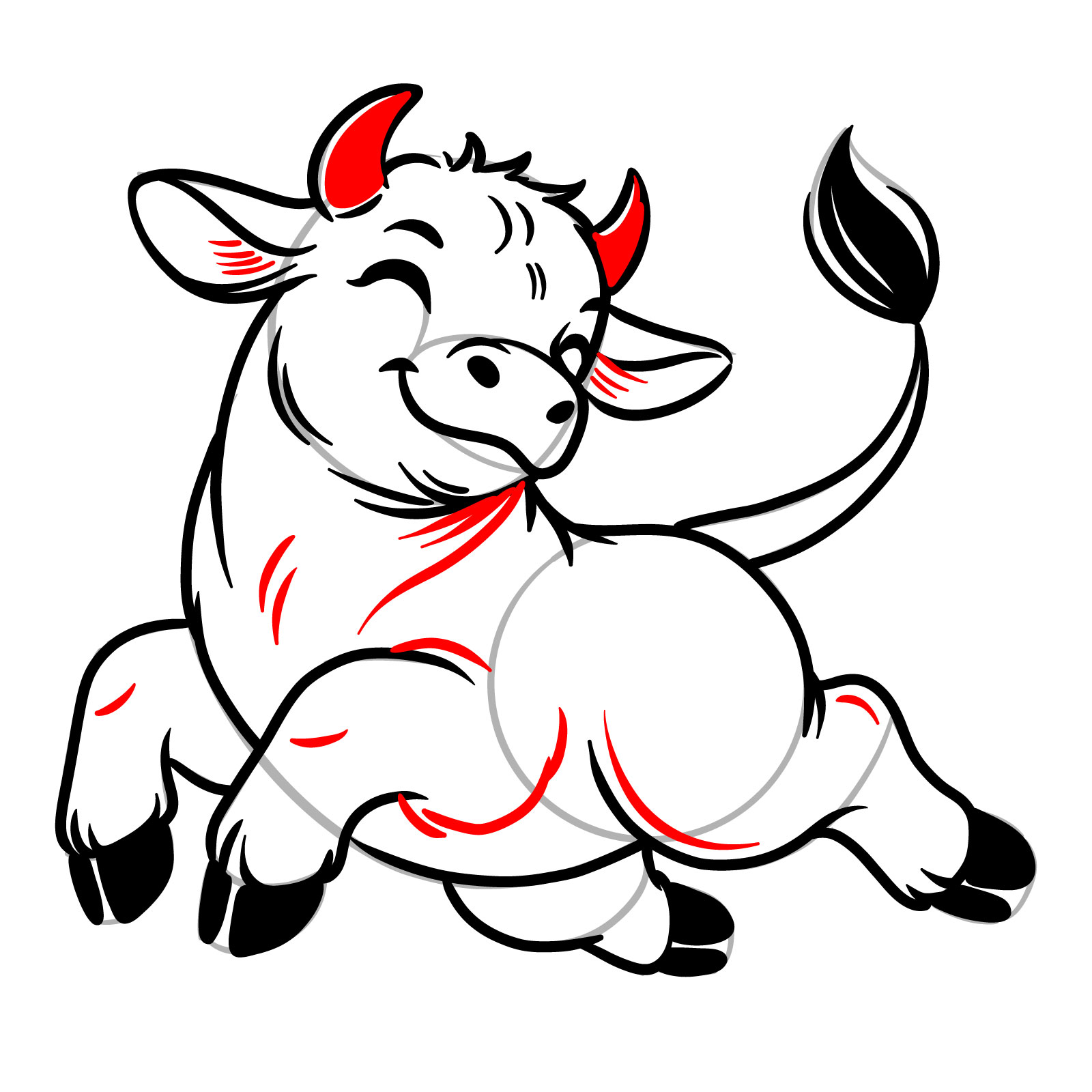 How to Draw a Happy Young Bull - step 15