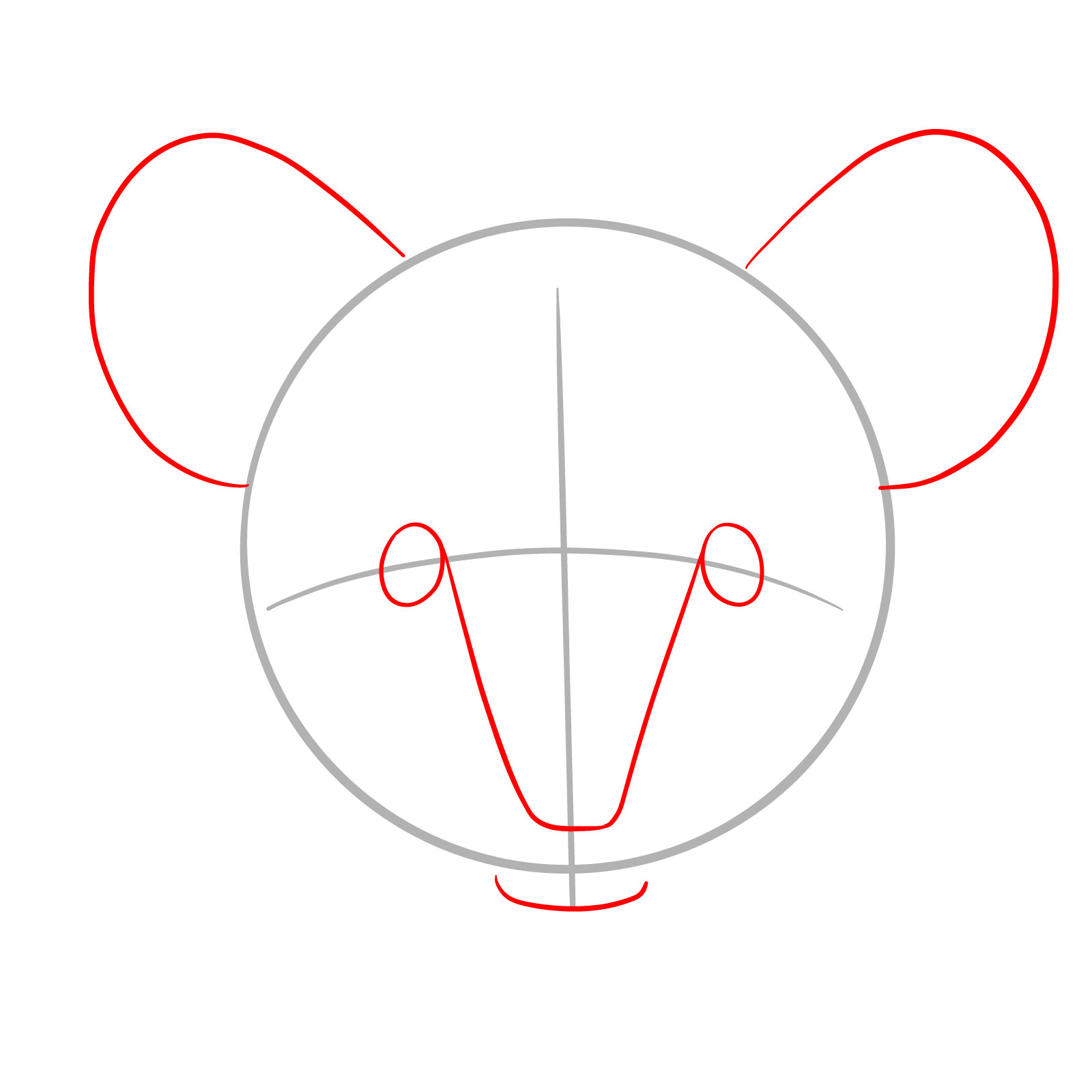 How to Draw a Mouse Head Front View - step 02