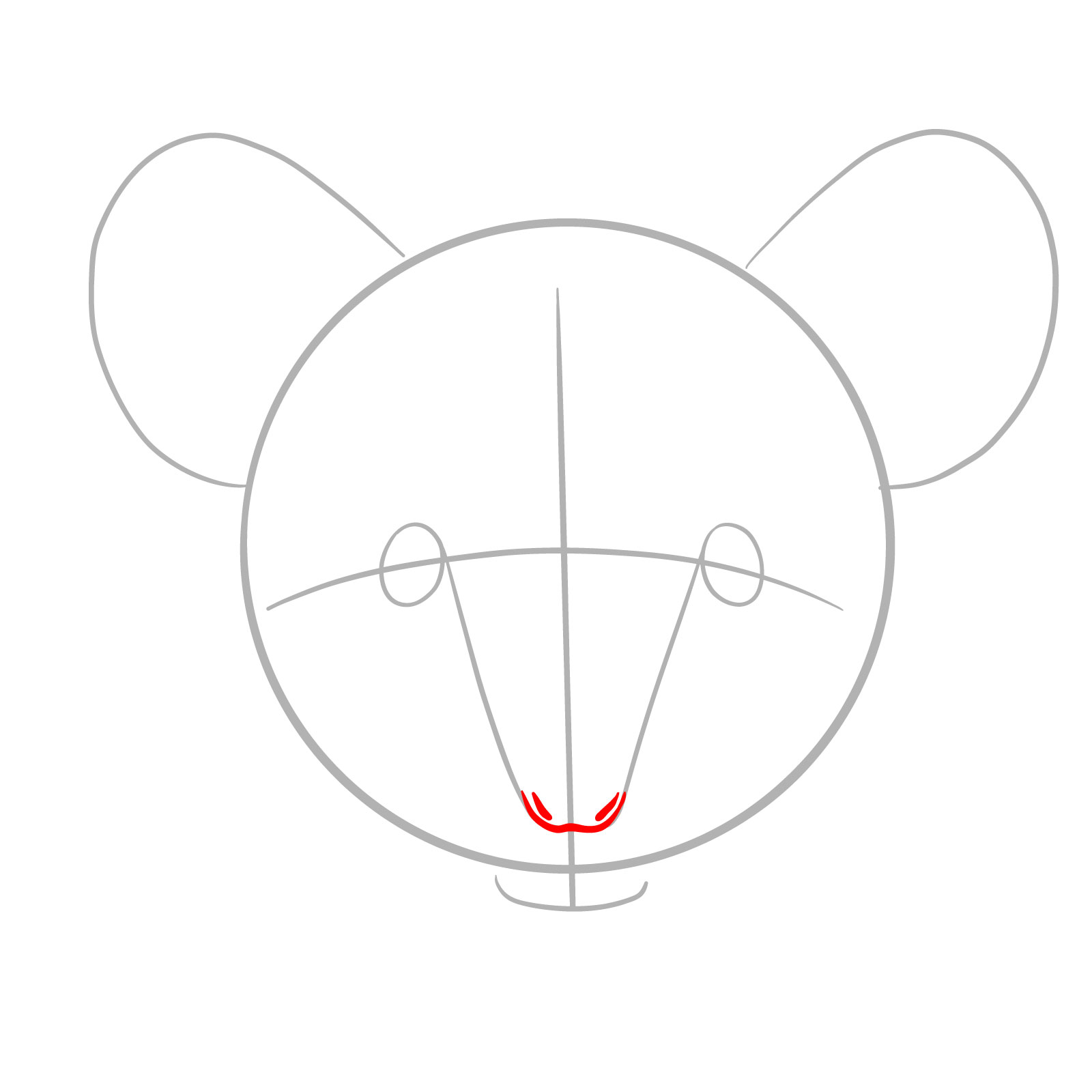 How to Draw a Mouse Head Front View - step 03