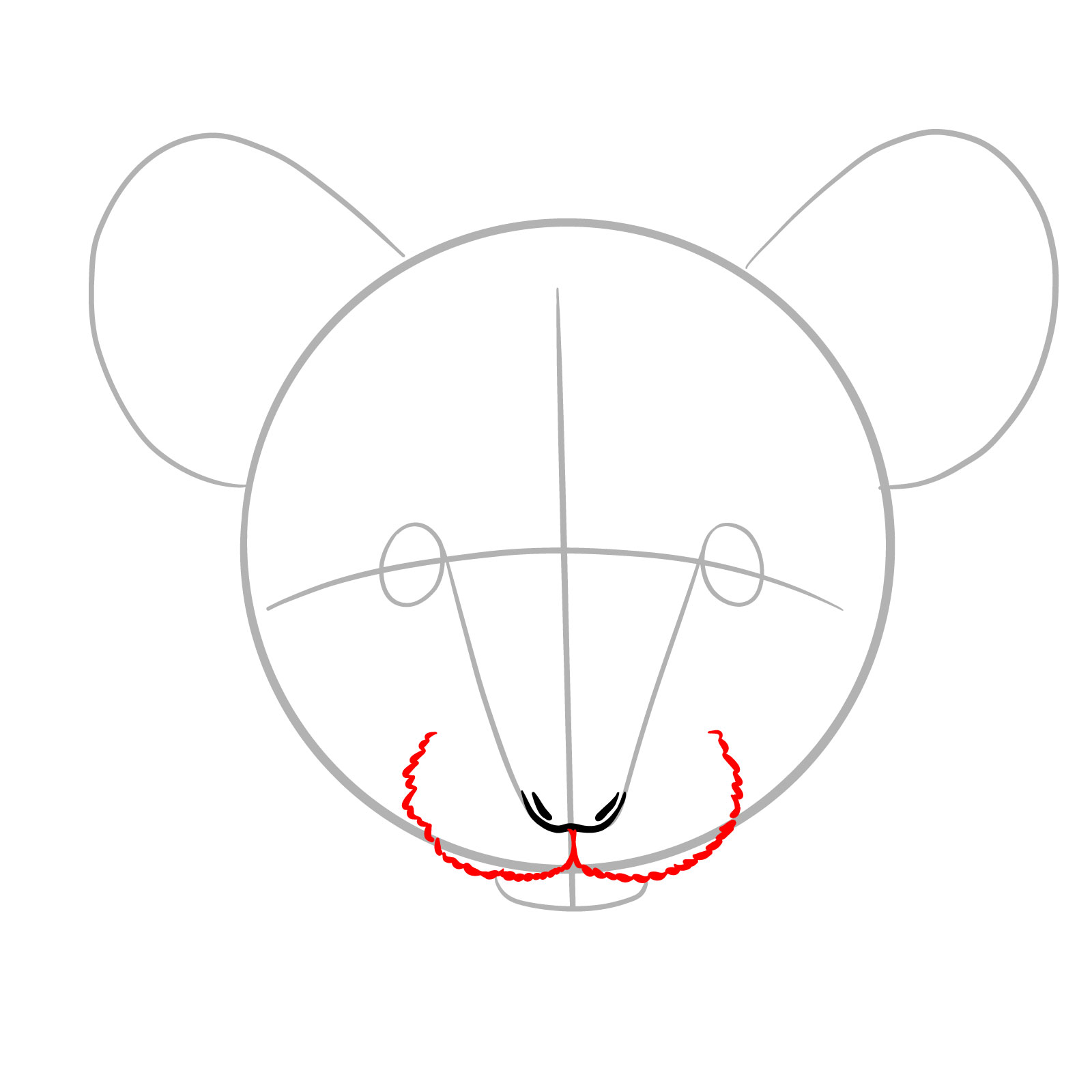 How to Draw a Mouse Head Front View - step 04