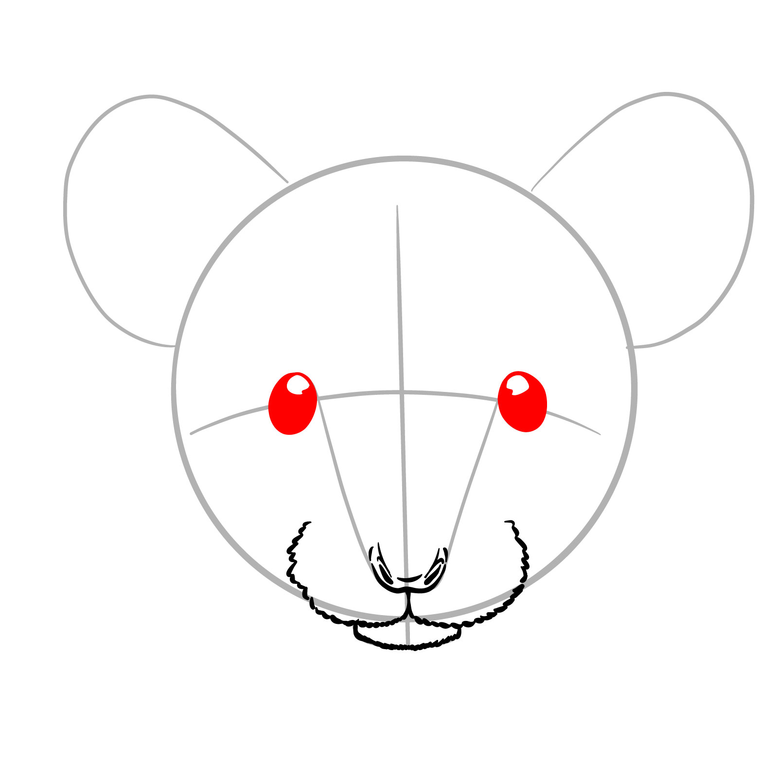 How to Draw a Mouse Head Front View - step 06
