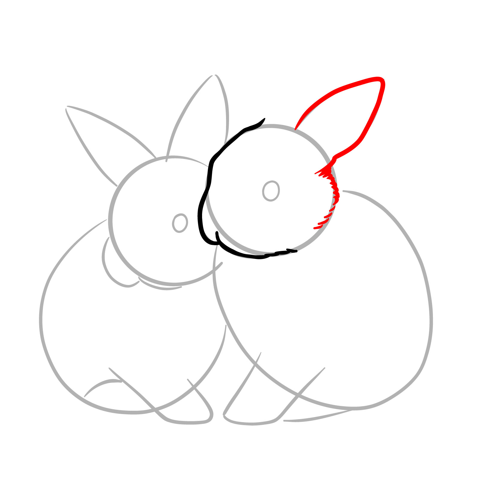 How to Draw Two Rabbits Cuddling - step 05