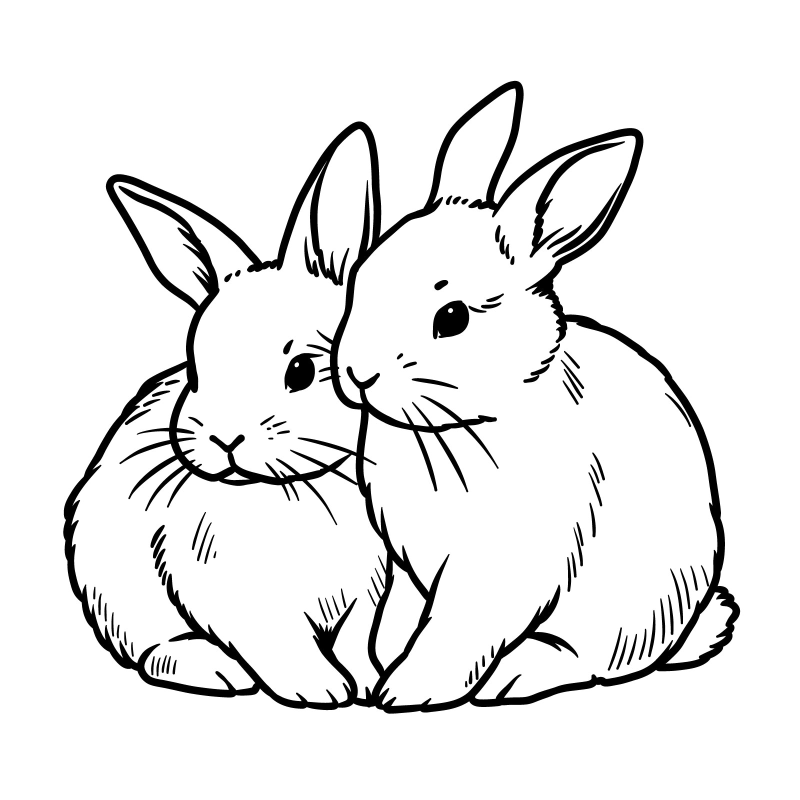 How to Draw Two Rabbits Cuddling - final step
