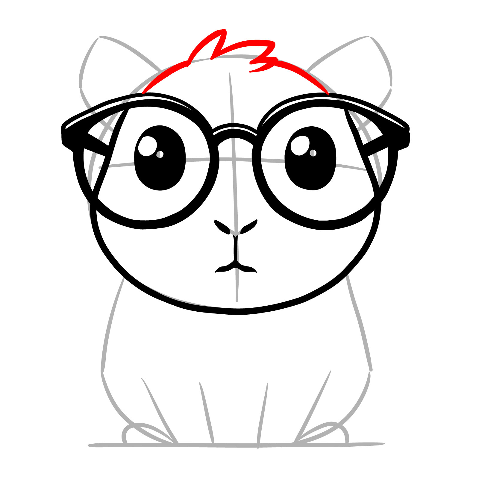 How to Draw a Guinea Pig Cartoon-Style - step 08