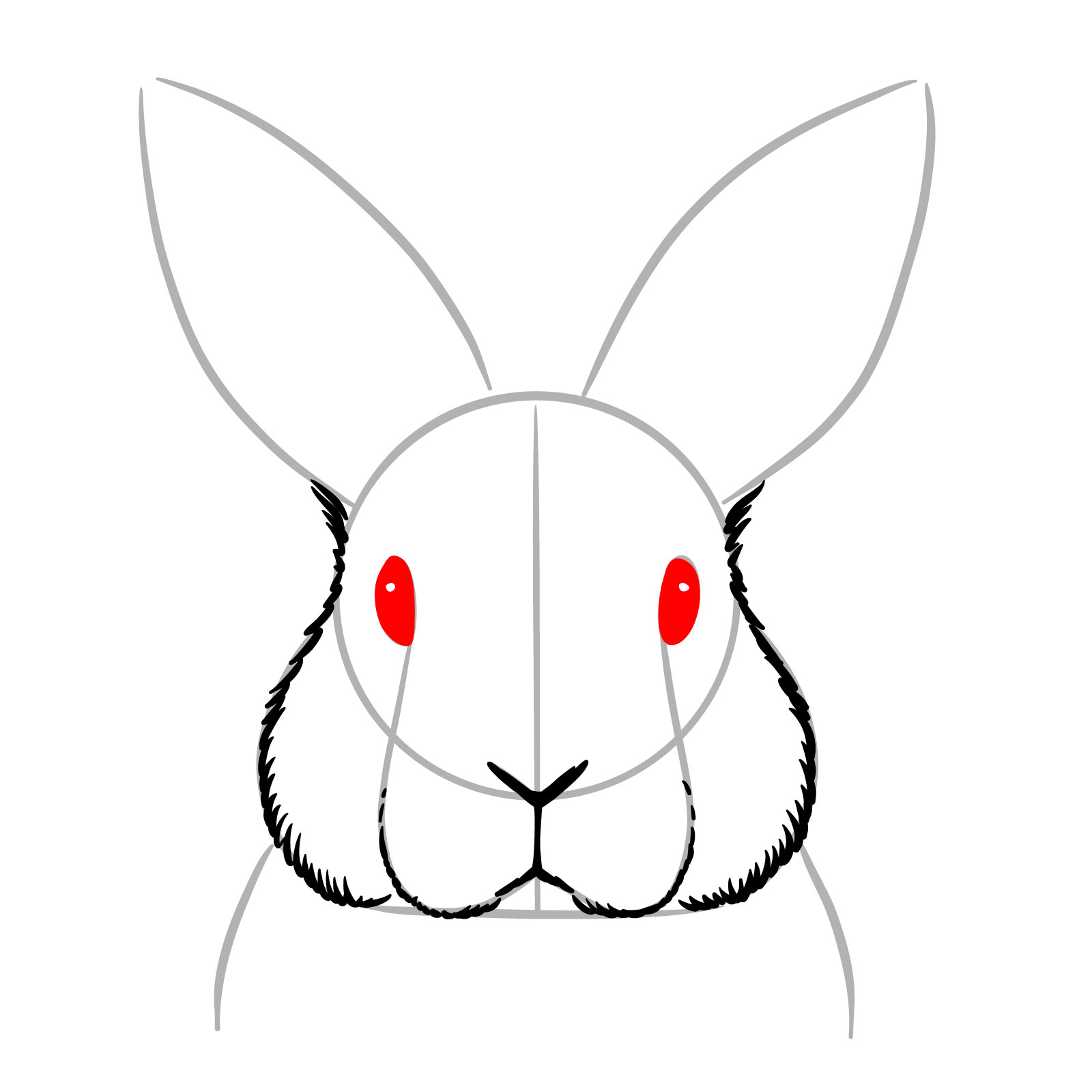 How to Draw a Bunny’s Head Front View - step 06