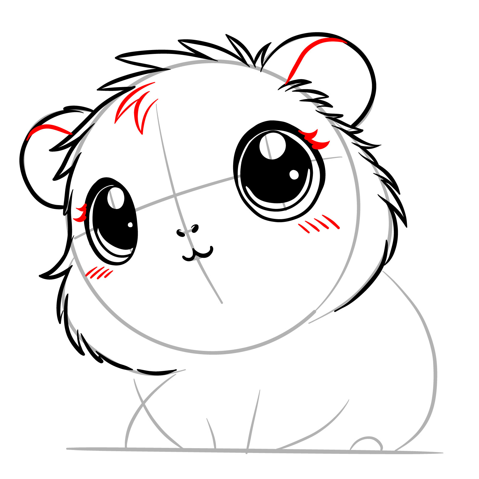 How to Draw a Cute Guinea Pig Chibi - step 10