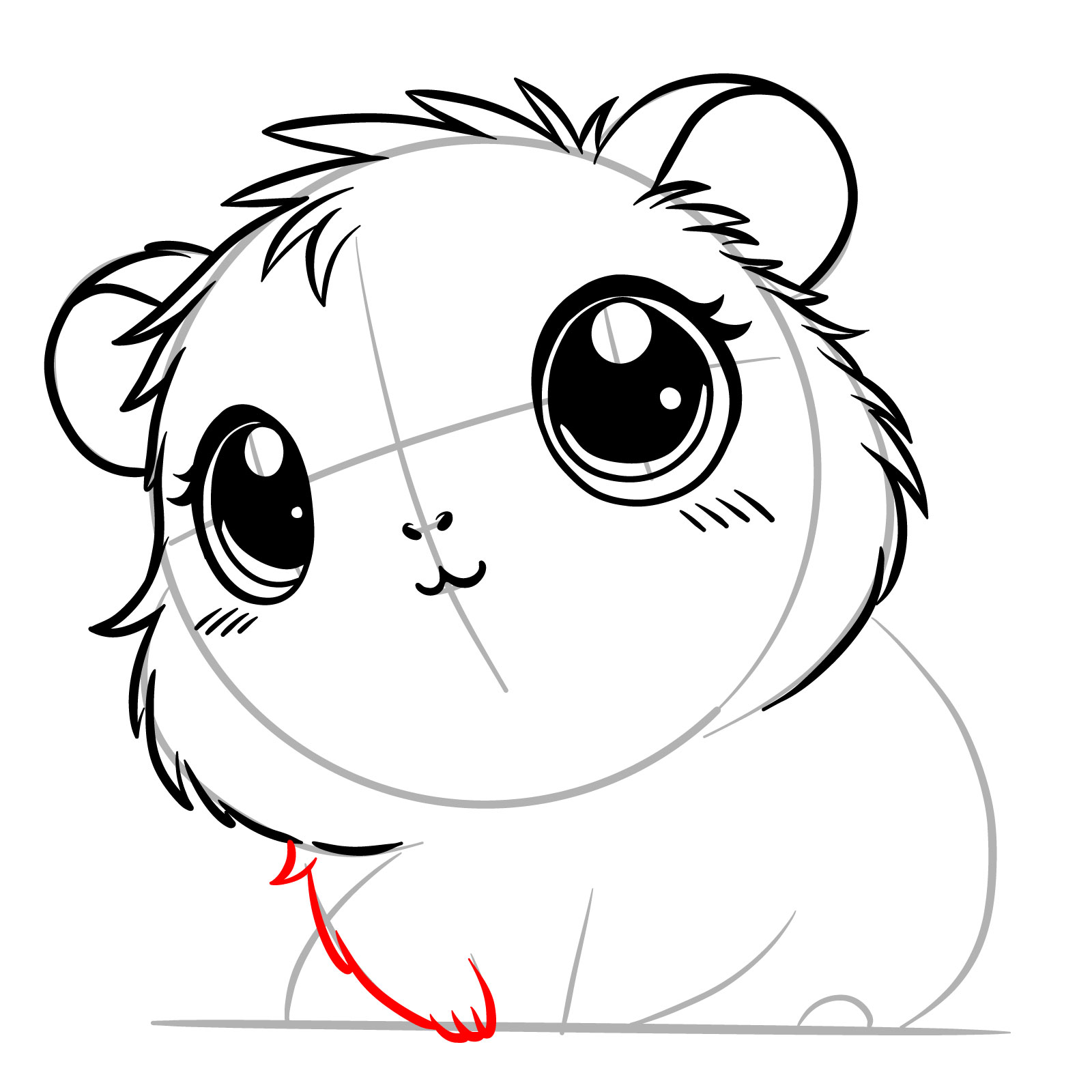 How to Draw a Cute Guinea Pig Chibi - step 11