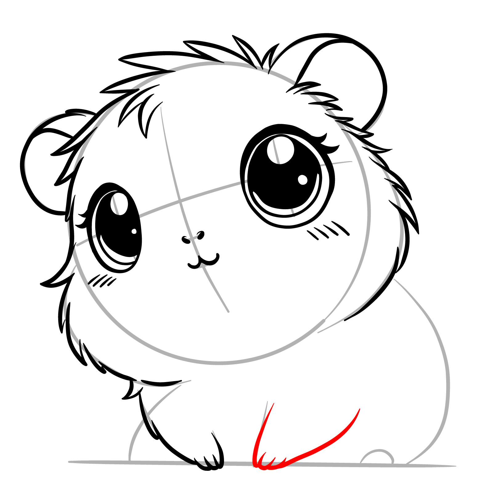 How to Draw a Cute Guinea Pig Chibi - step 12