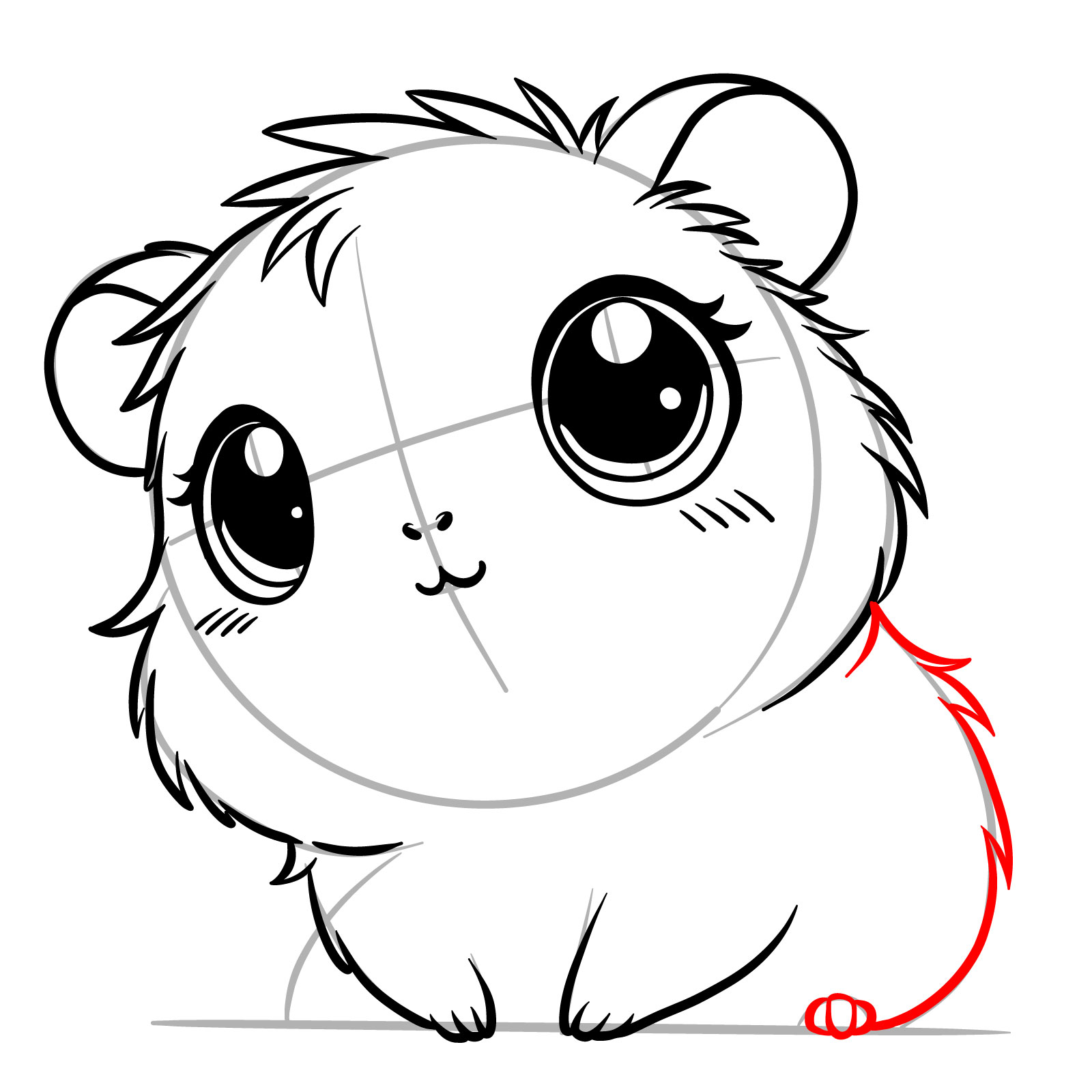 How to Draw a Cute Guinea Pig Chibi - step 13