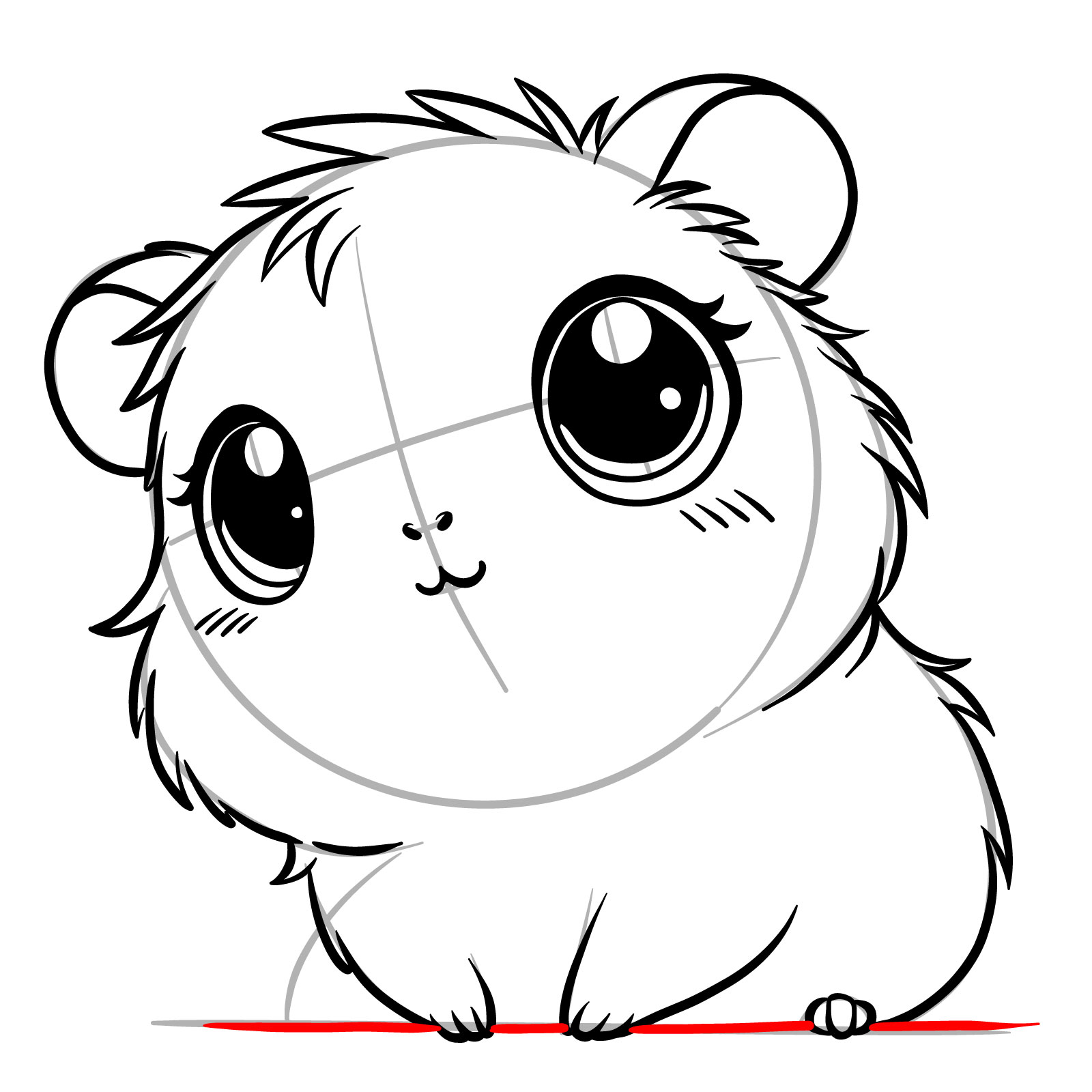 How to Draw a Cute Guinea Pig Chibi - step 14