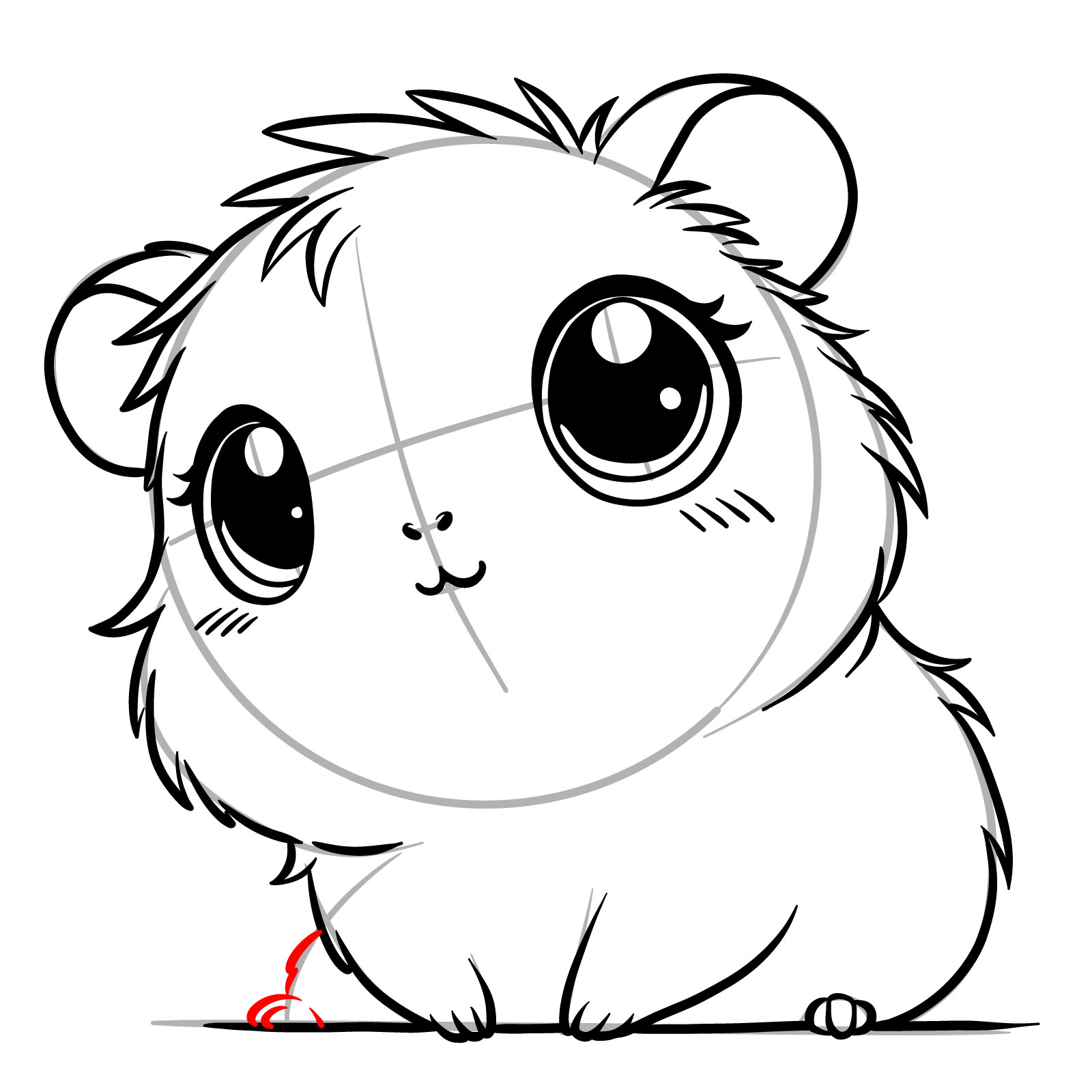 How to Draw a Cute Guinea Pig Chibi - step 15