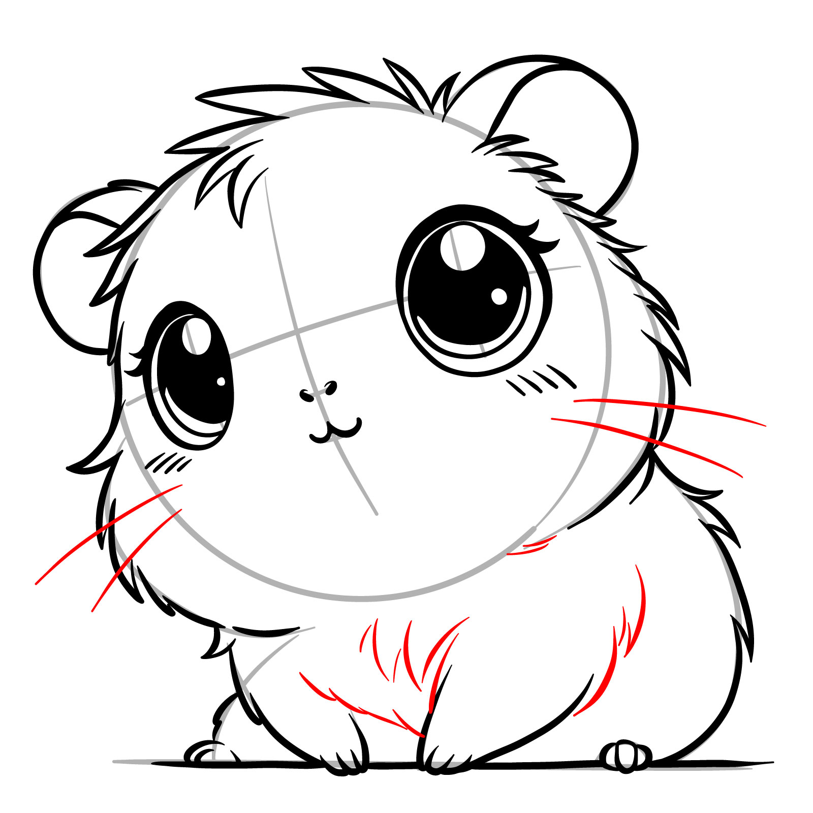 How to Draw a Cute Guinea Pig Chibi - step 16