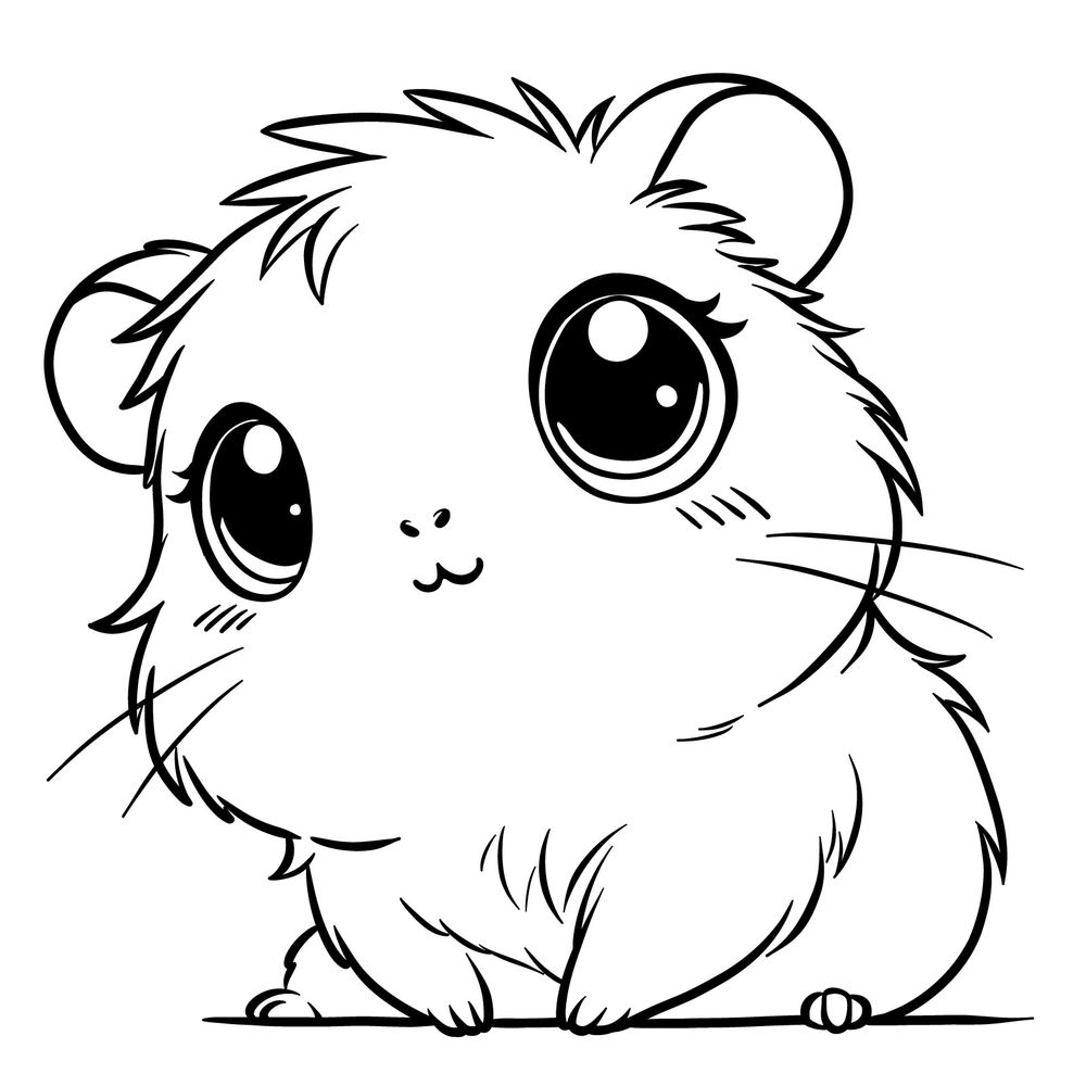 How to Draw a Cute Guinea Pig in Chibi Style with Big Eyes