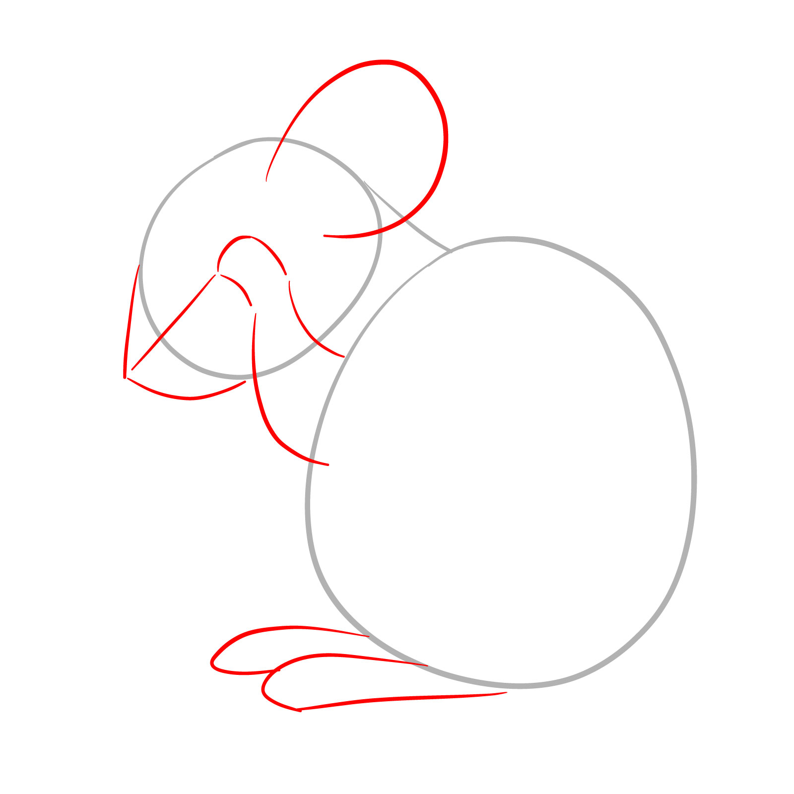 How to Draw a Mouse Grooming Itself - step 02