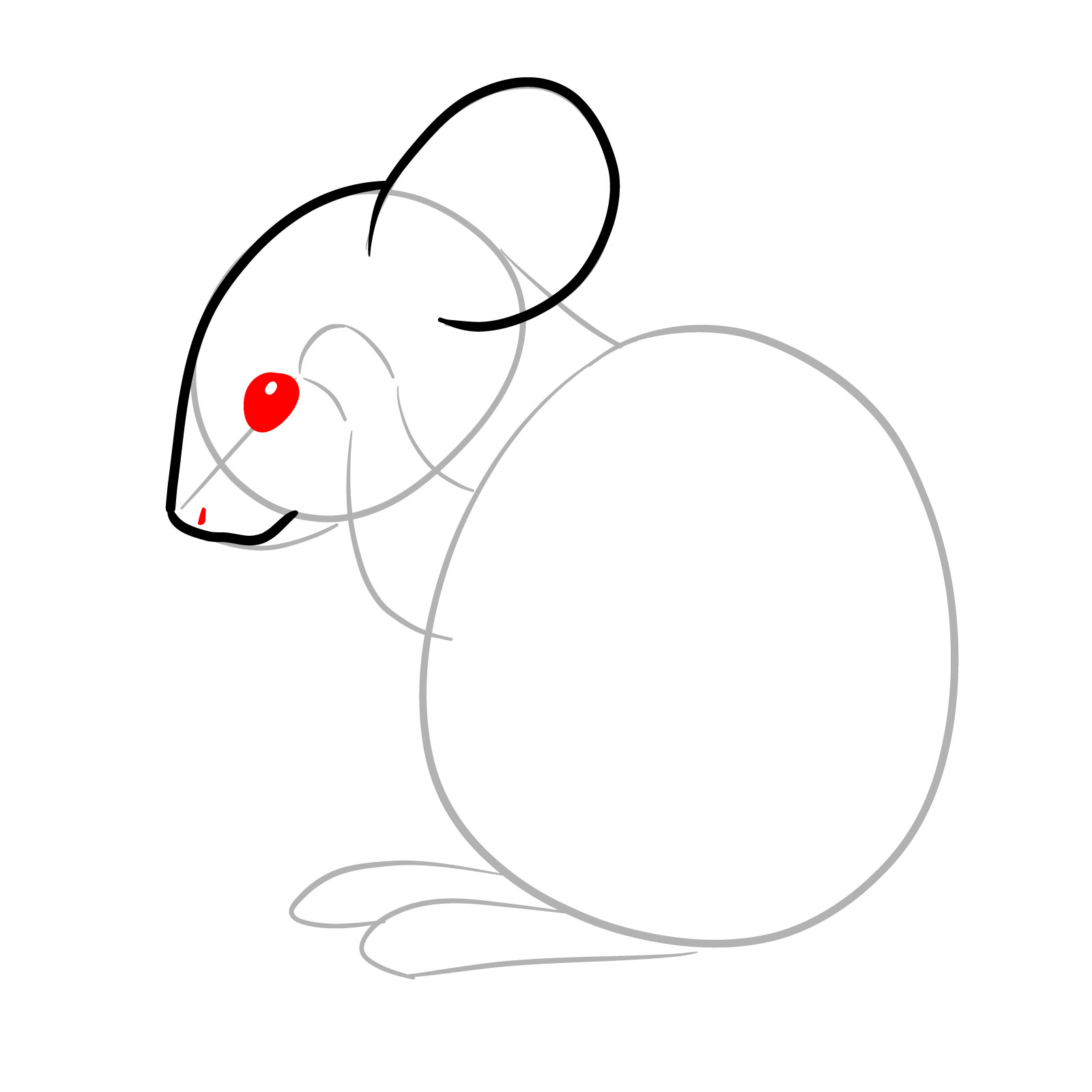 How to Draw a Mouse Grooming Itself - step 05
