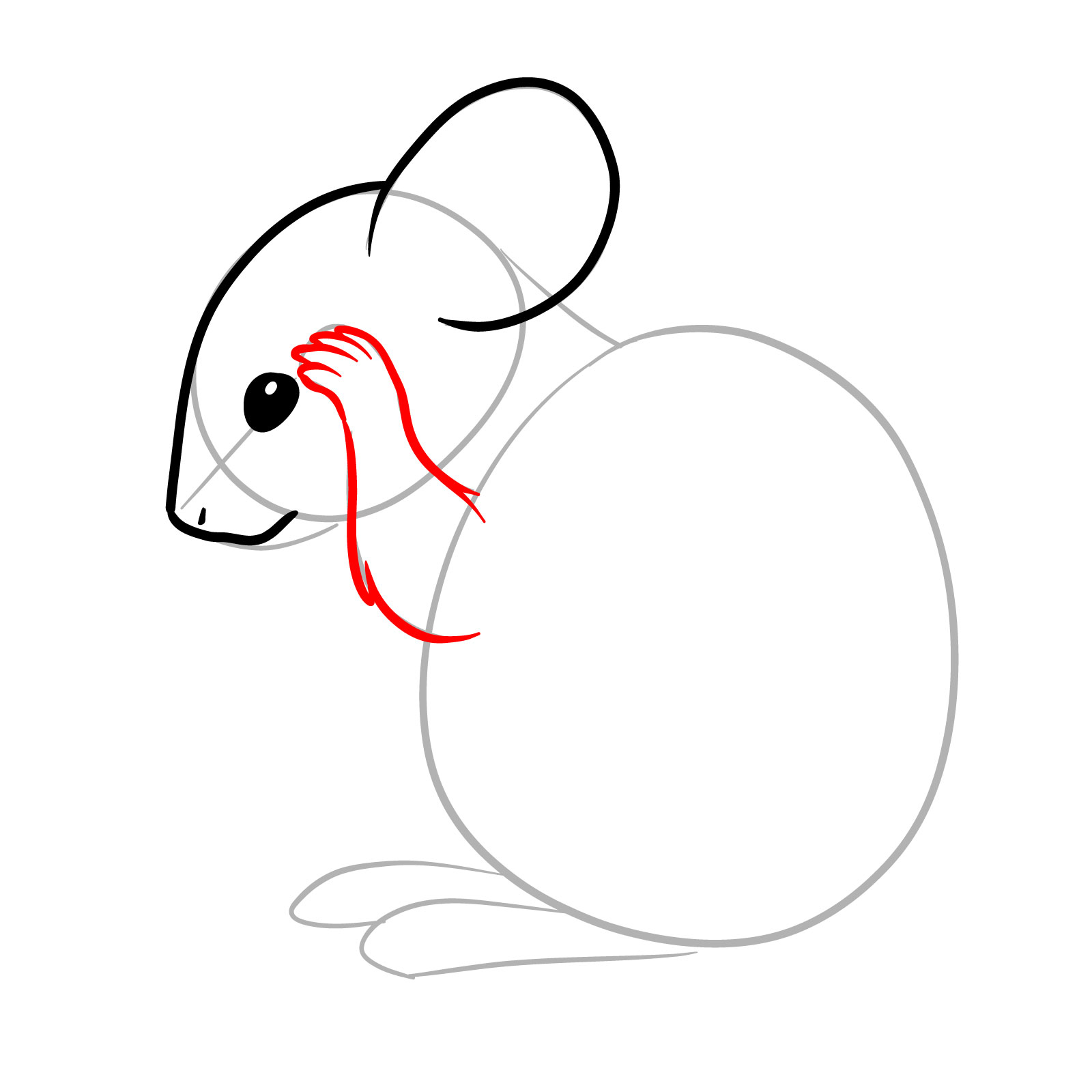 How to Draw a Mouse Grooming Itself - step 06