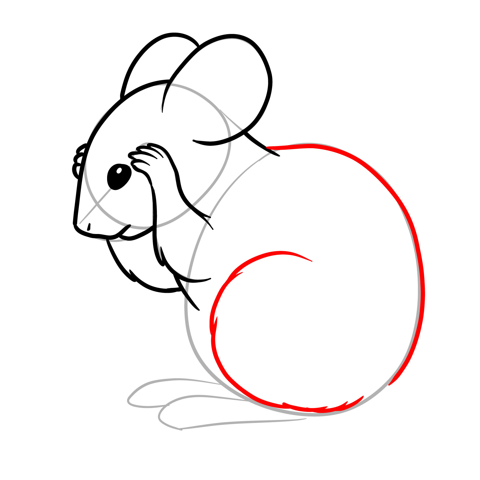 How to Draw a Mouse Grooming Itself - step 09
