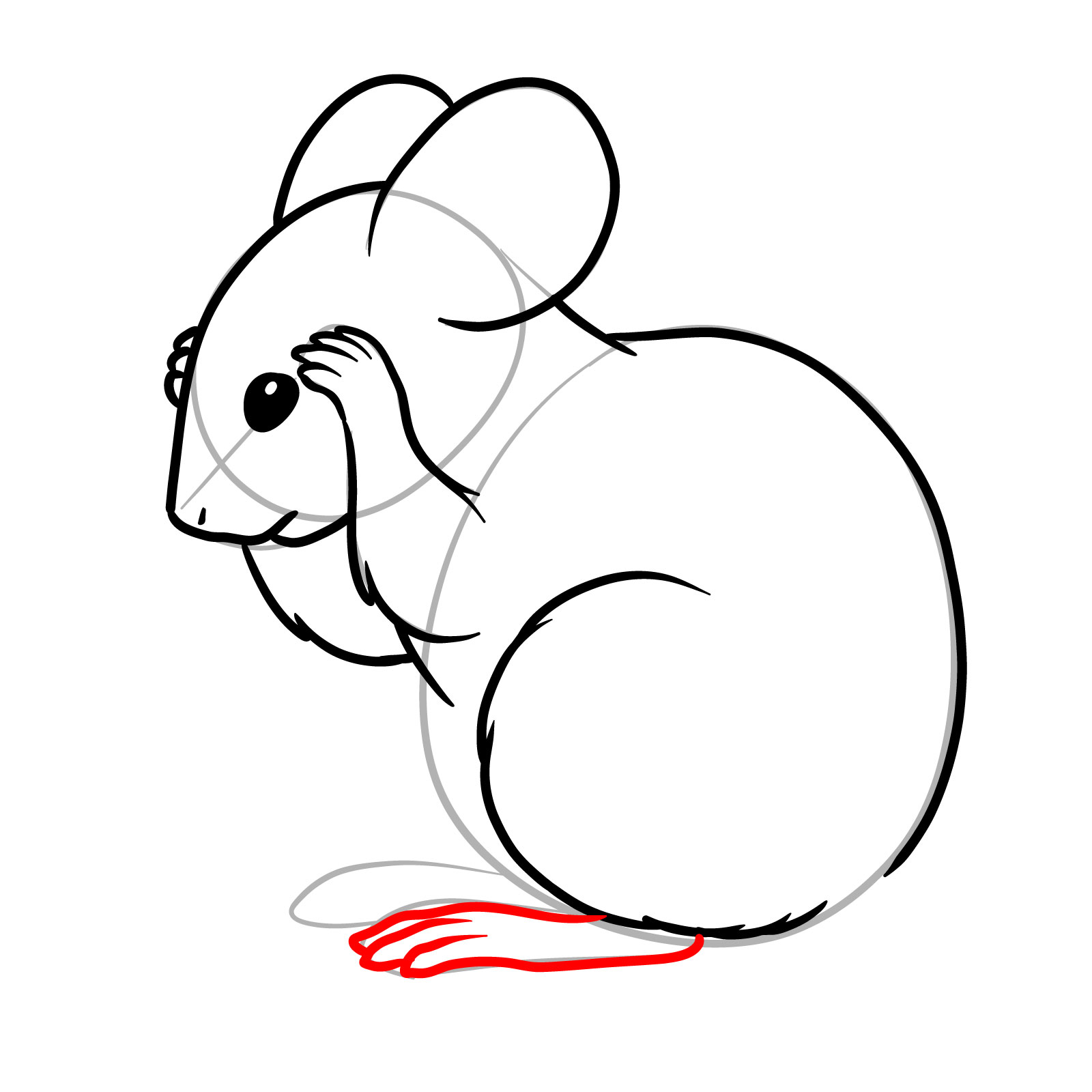How to Draw a Mouse Grooming Itself - step 10
