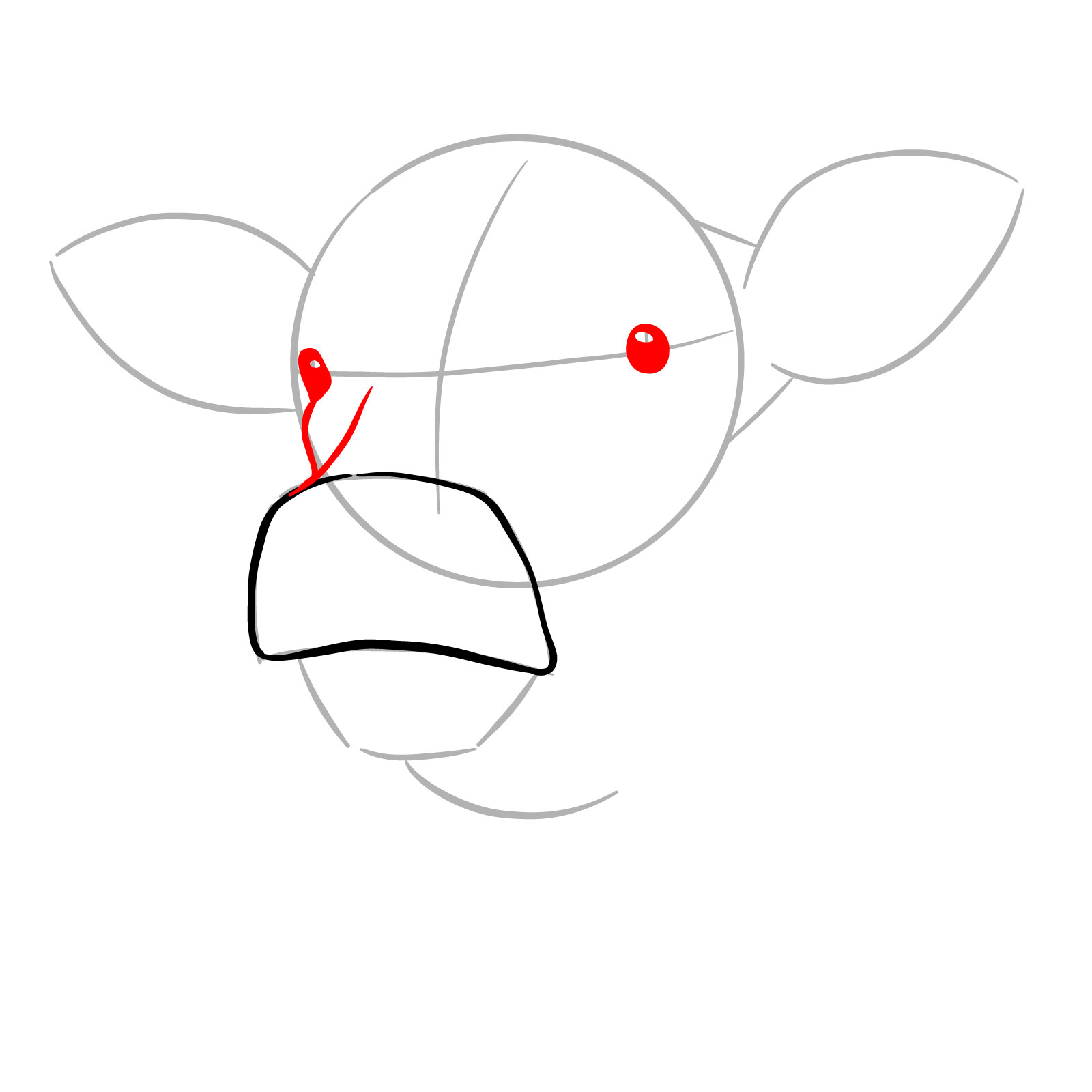 How to Draw a Cow Face Eating Grass - step 04