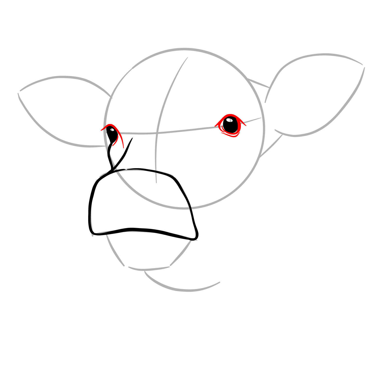 How to Draw a Cow Face Eating Grass - step 05