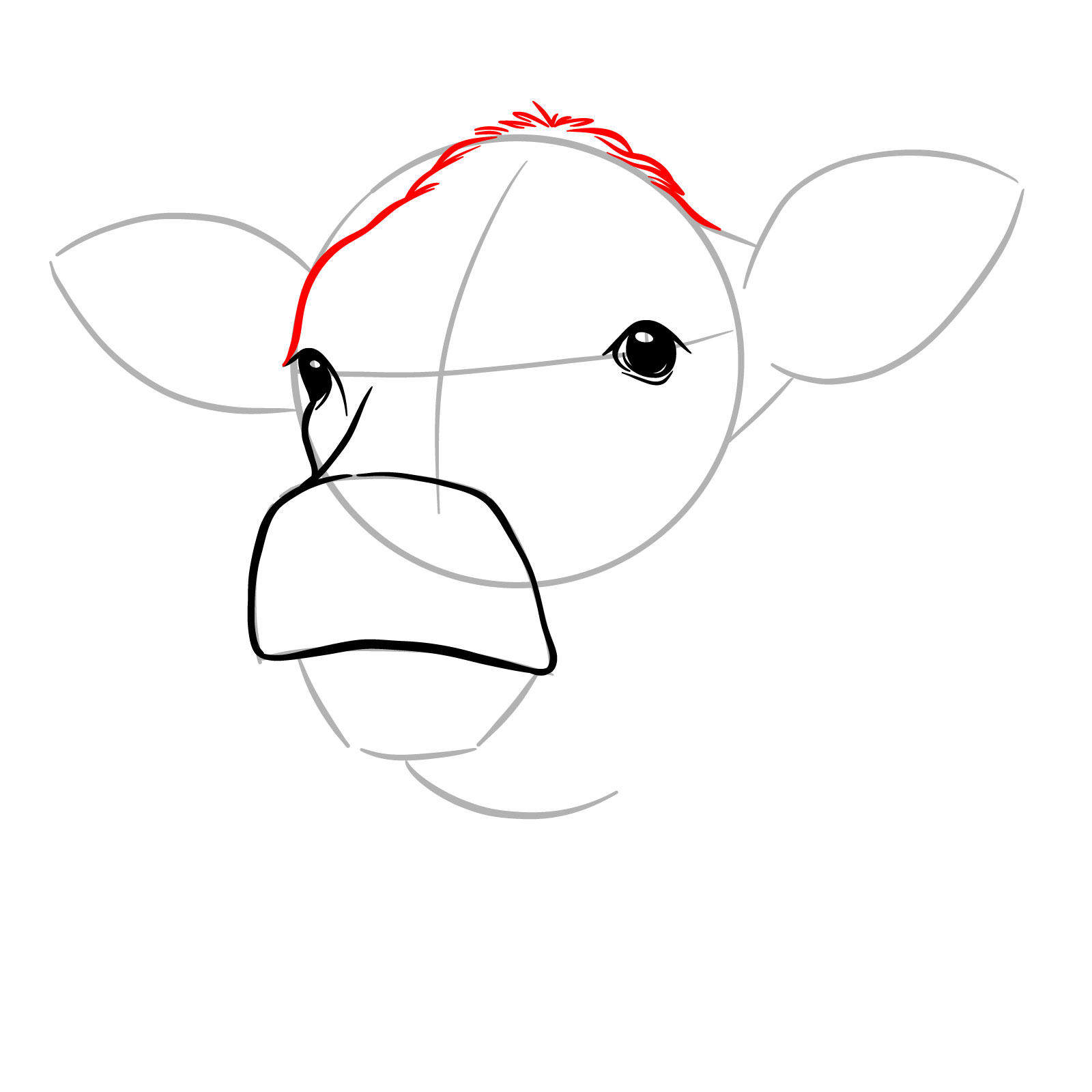 How to Draw a Cow Face Eating Grass - step 06