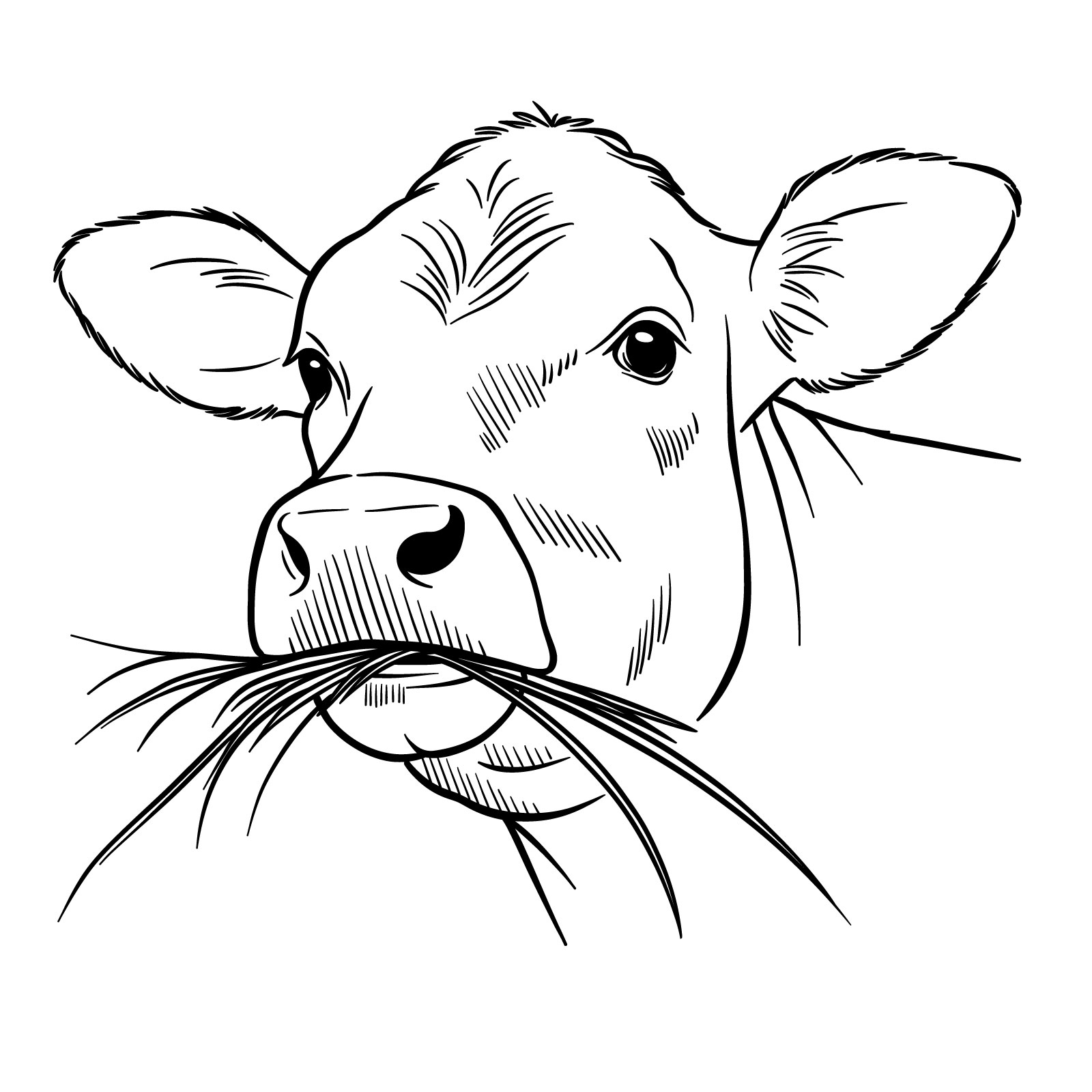 How to Draw a Cow Face Eating Grass - final step