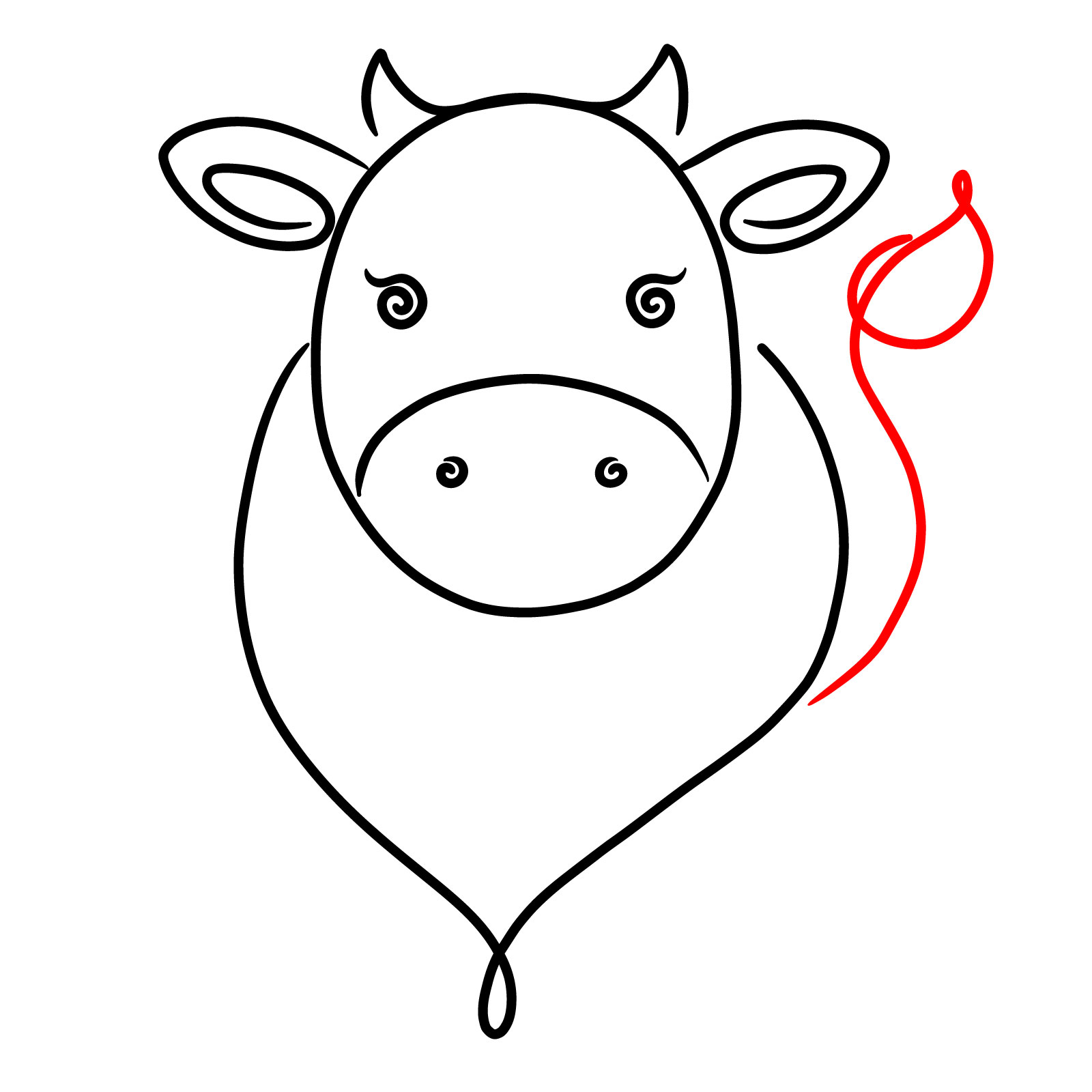 A Simple Cow Line Artwork - step 06