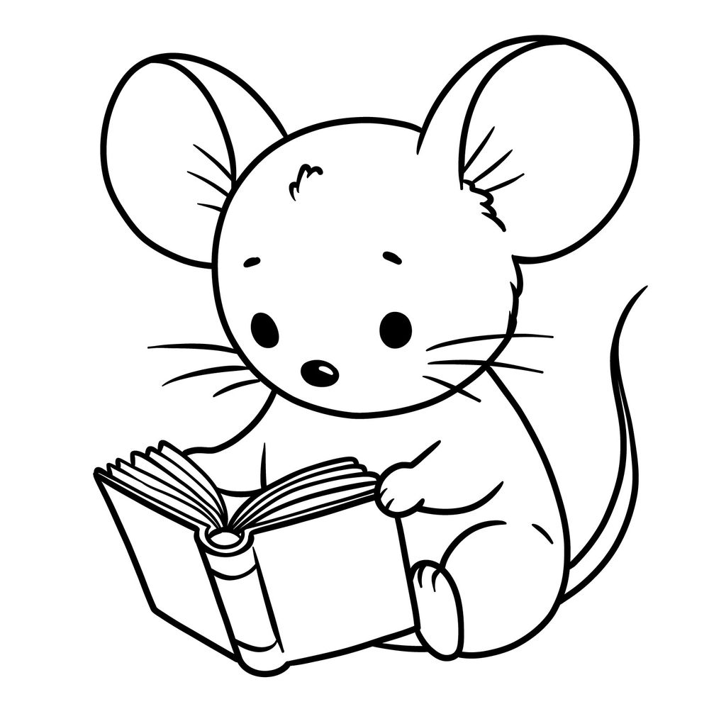 How to Draw a Cute Mouse Reading a Book: Baby Mouse Drawing