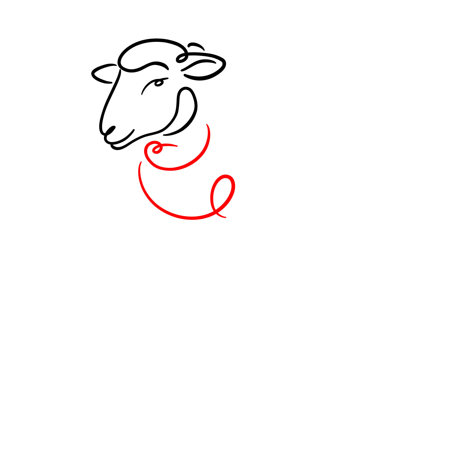 How to Draw a Simple Line Art Sheep - step 06