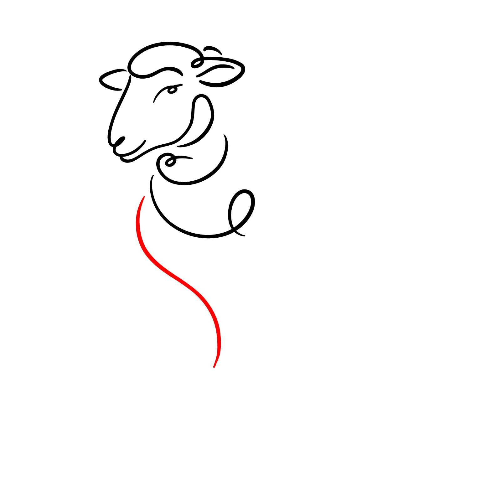 How to Draw a Simple Line Art Sheep - step 07