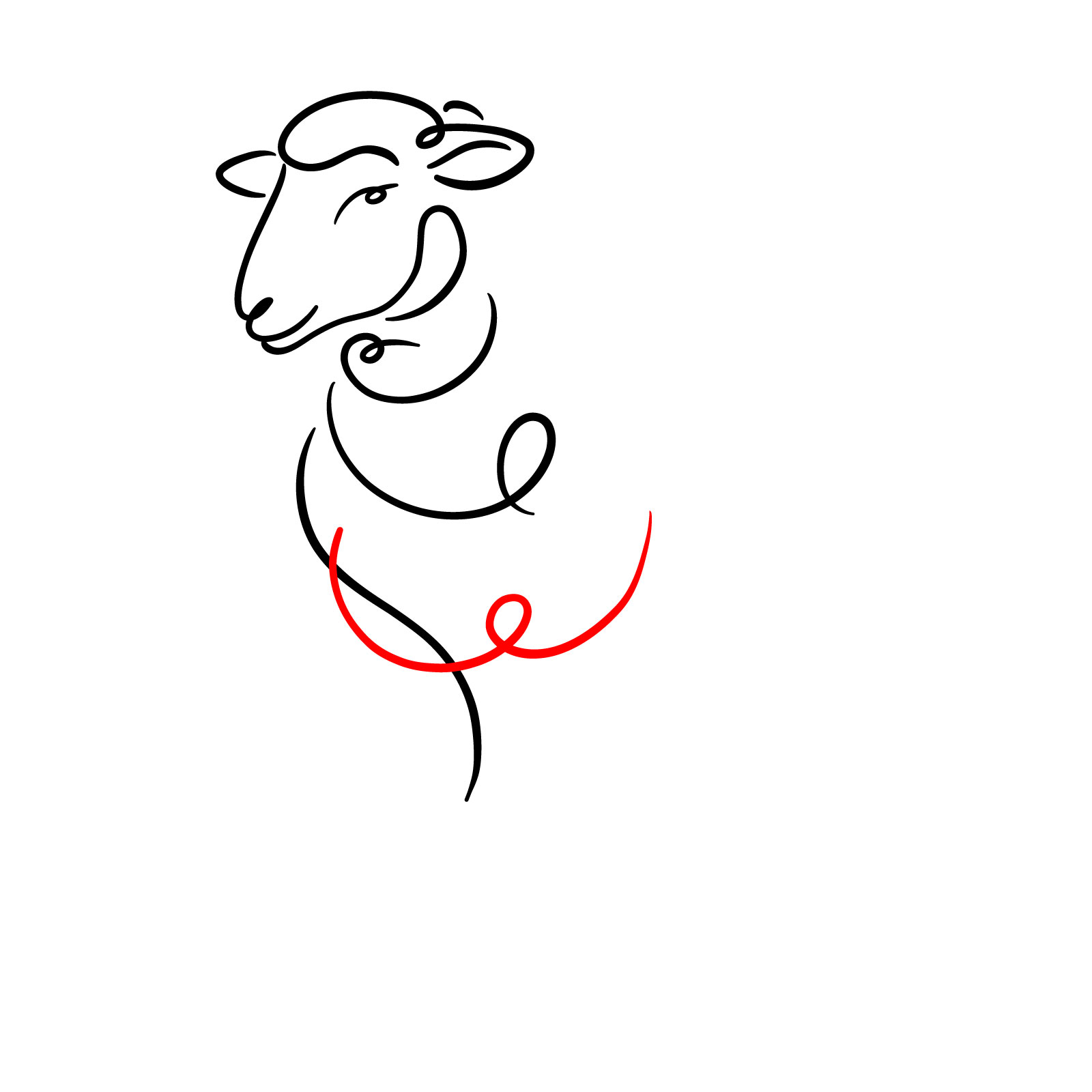 How to Draw a Simple Line Art Sheep - step 08