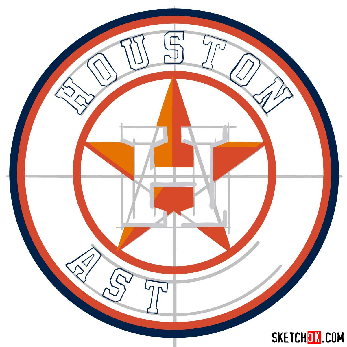 How to draw Houston Astros logo | MLB logos - step 08