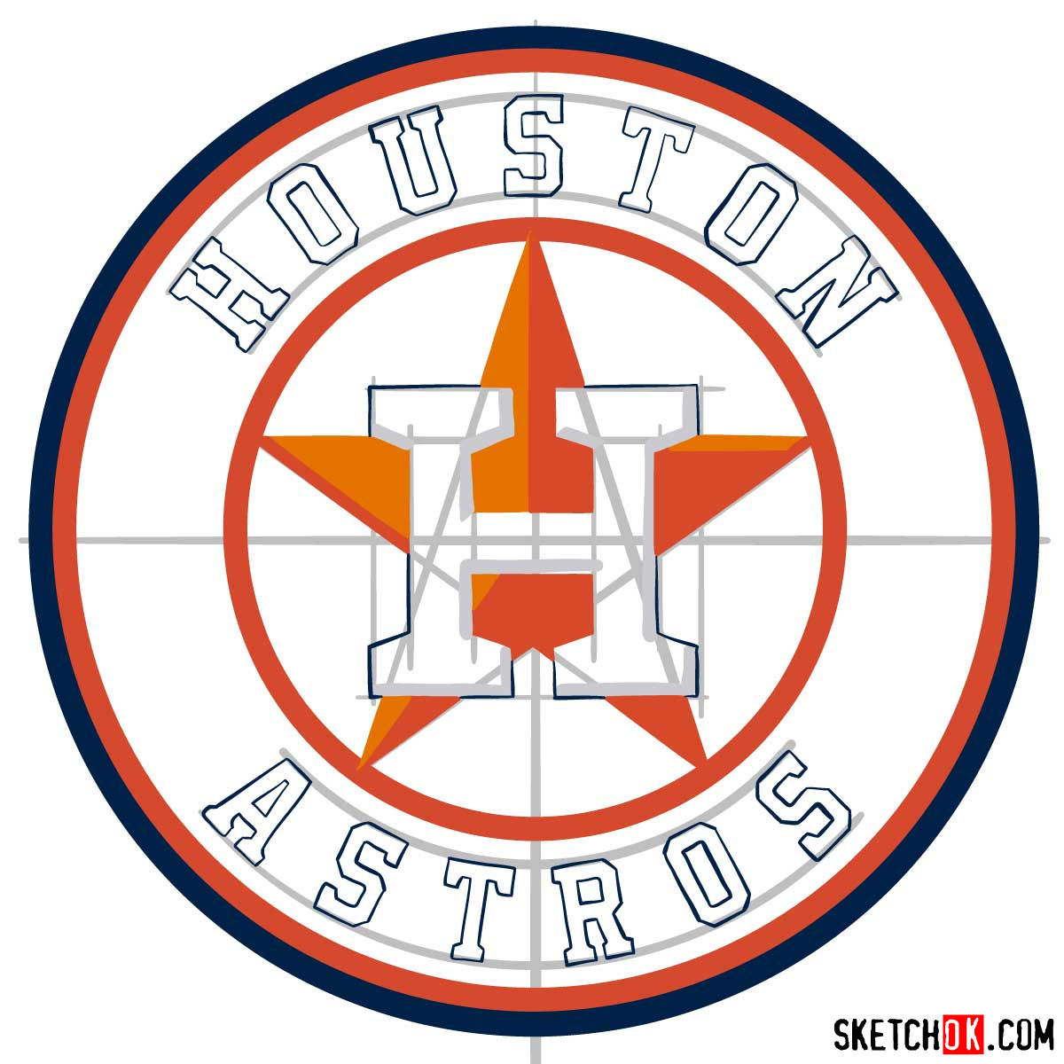 How to draw Houston Astros logo | MLB logos - step 10