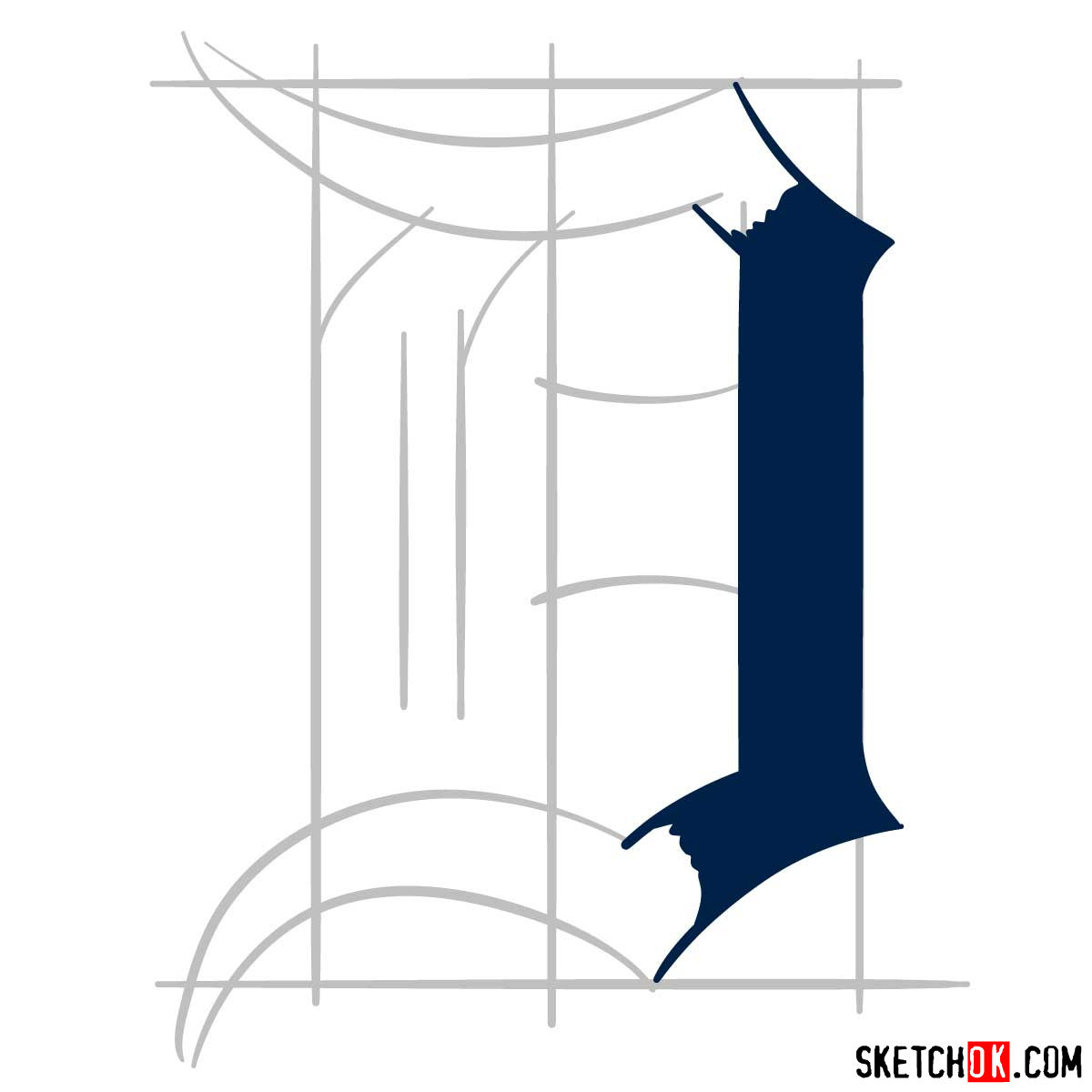 How to draw Detroit Tigers logo | MLB logos - step 03