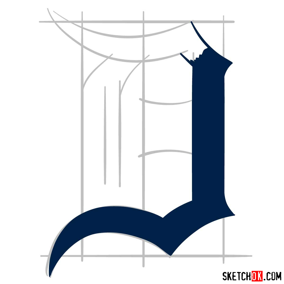 How to draw Detroit Tigers logo | MLB logos - step 04