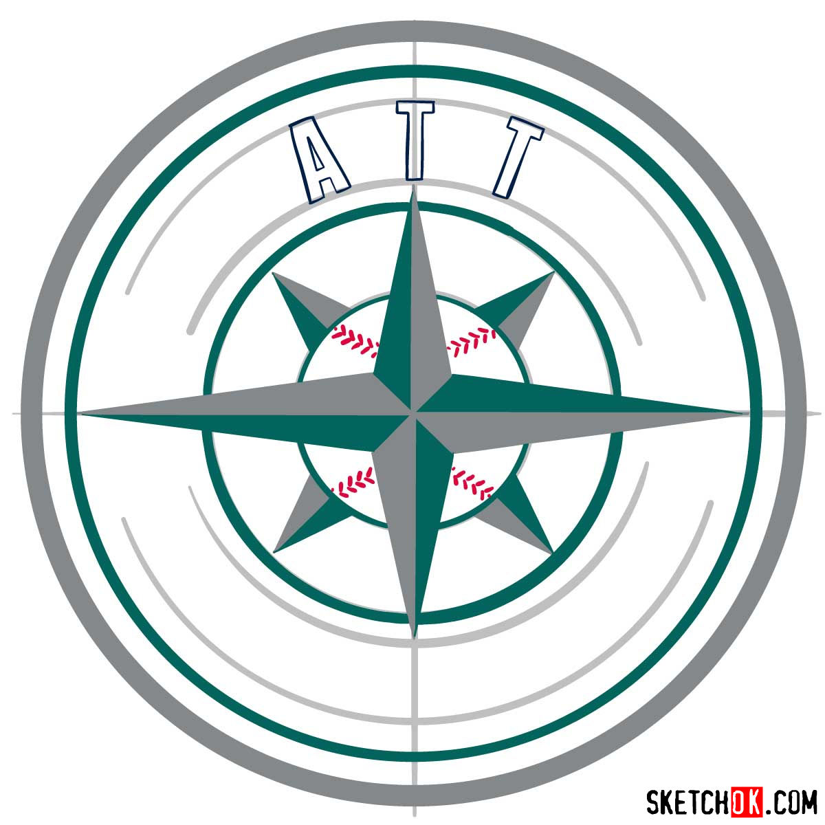 How to draw Seattle Mariners logo | MLB logos - step 09