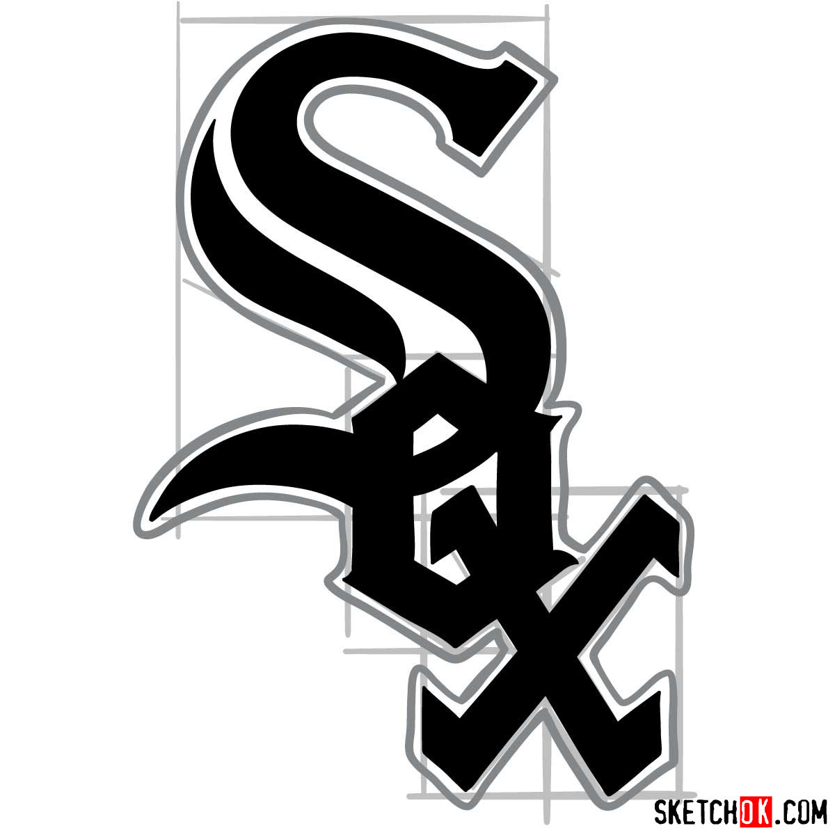 How to draw Chicago White Sox logo | MLB logos - step 12