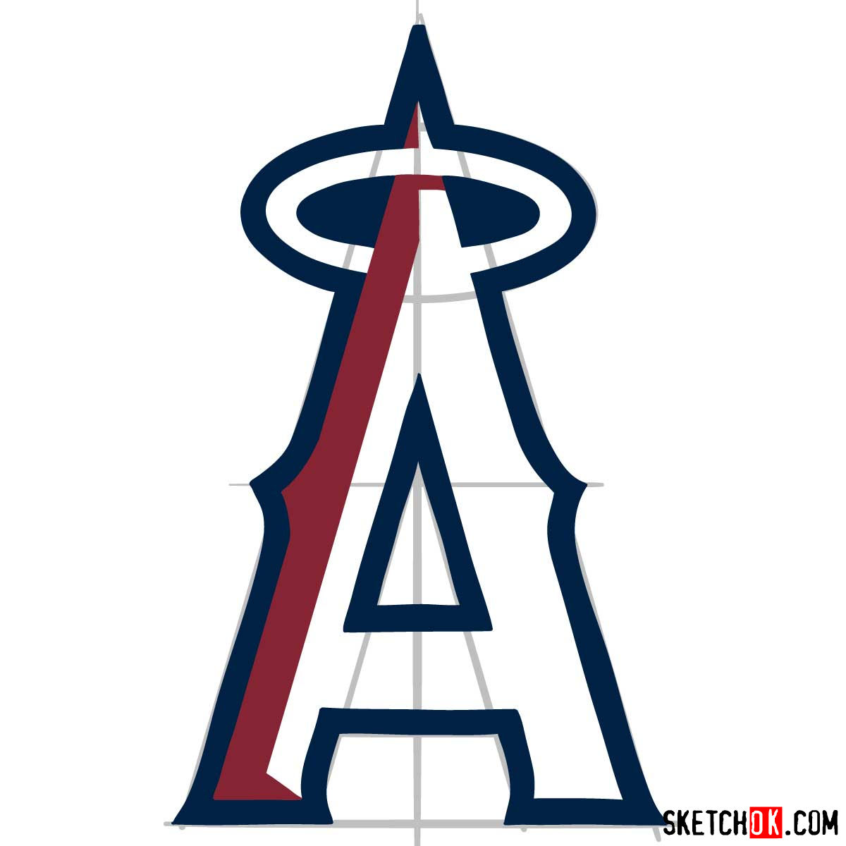 How to draw Los Angeles Angels logo | MLB logos - step 07