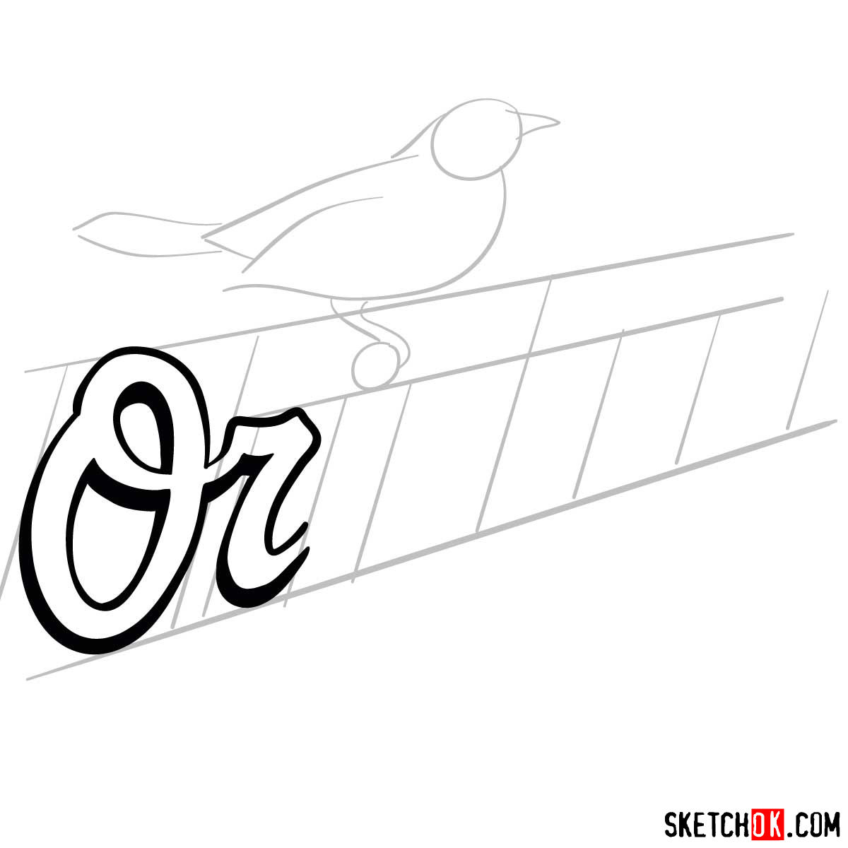 How to draw Baltimore Orioles logo | MLB logos - step 03