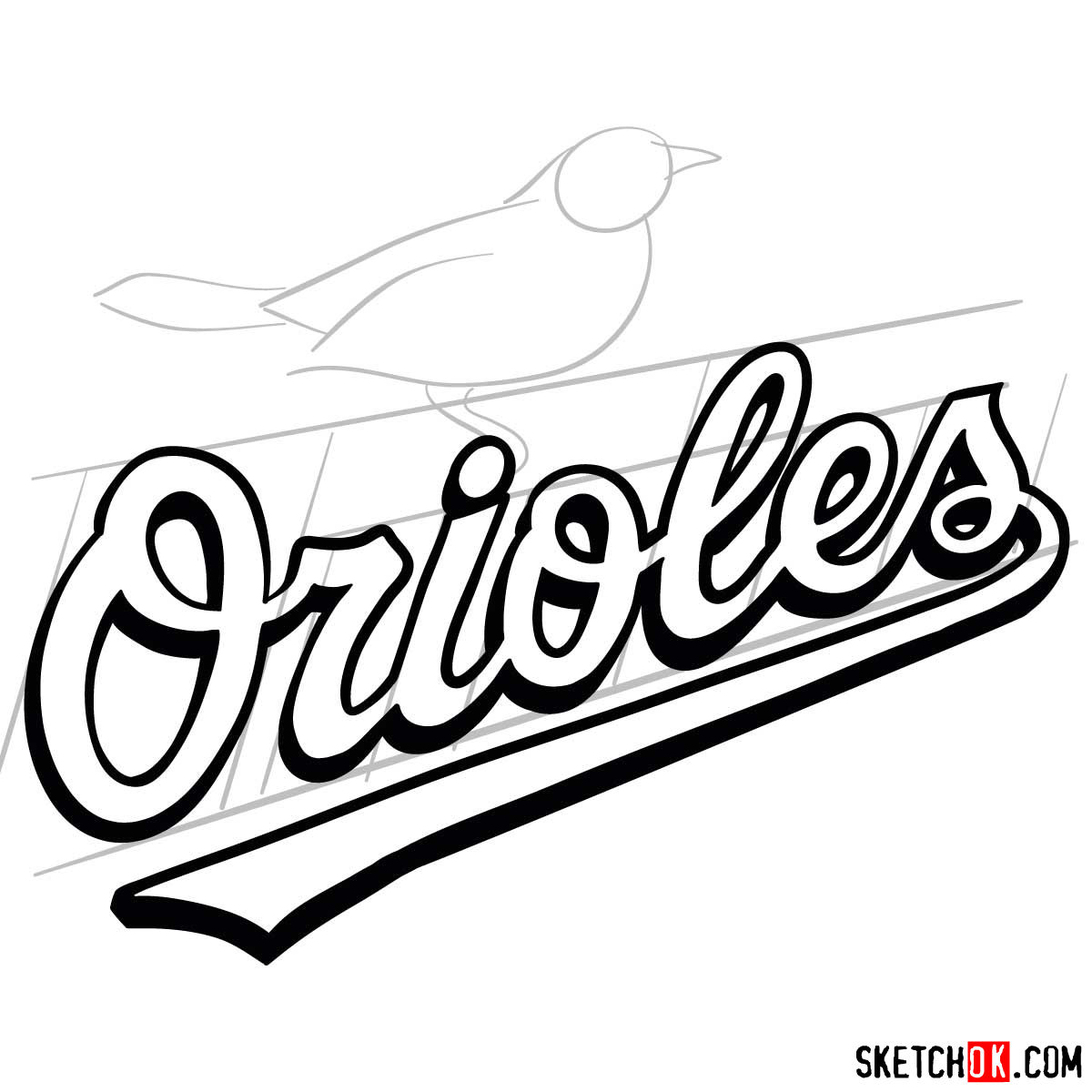 How to draw Baltimore Orioles logo | MLB logos - step 06