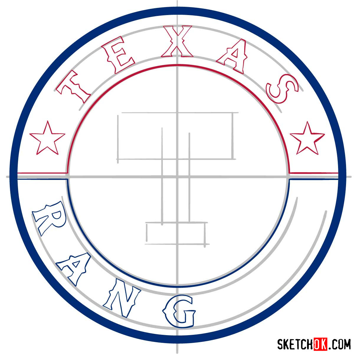 How to draw Texas Rangers logo | MLB logos - step 06