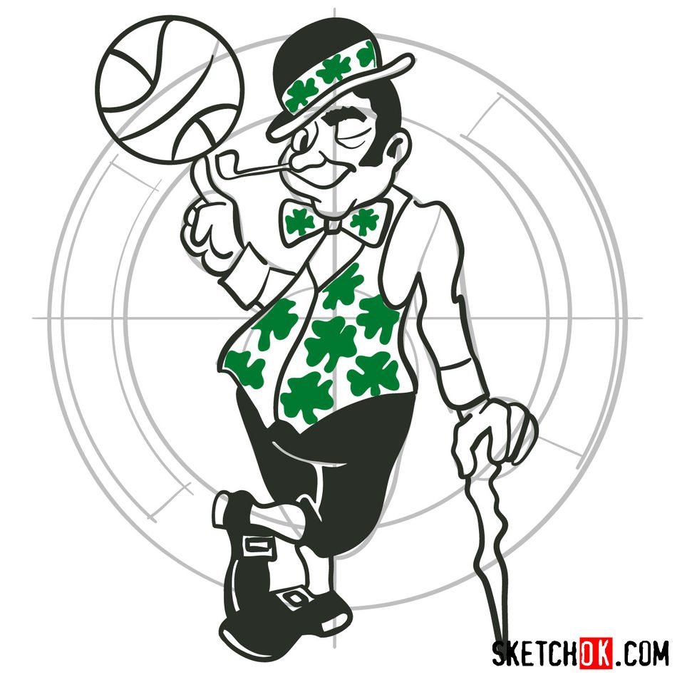 How to draw The Boston Celtics logo - step 11