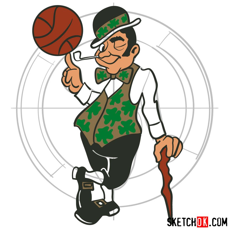 How to draw The Boston Celtics logo - step 12
