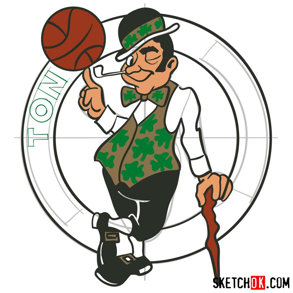 How to draw The Boston Celtics logo - step 13