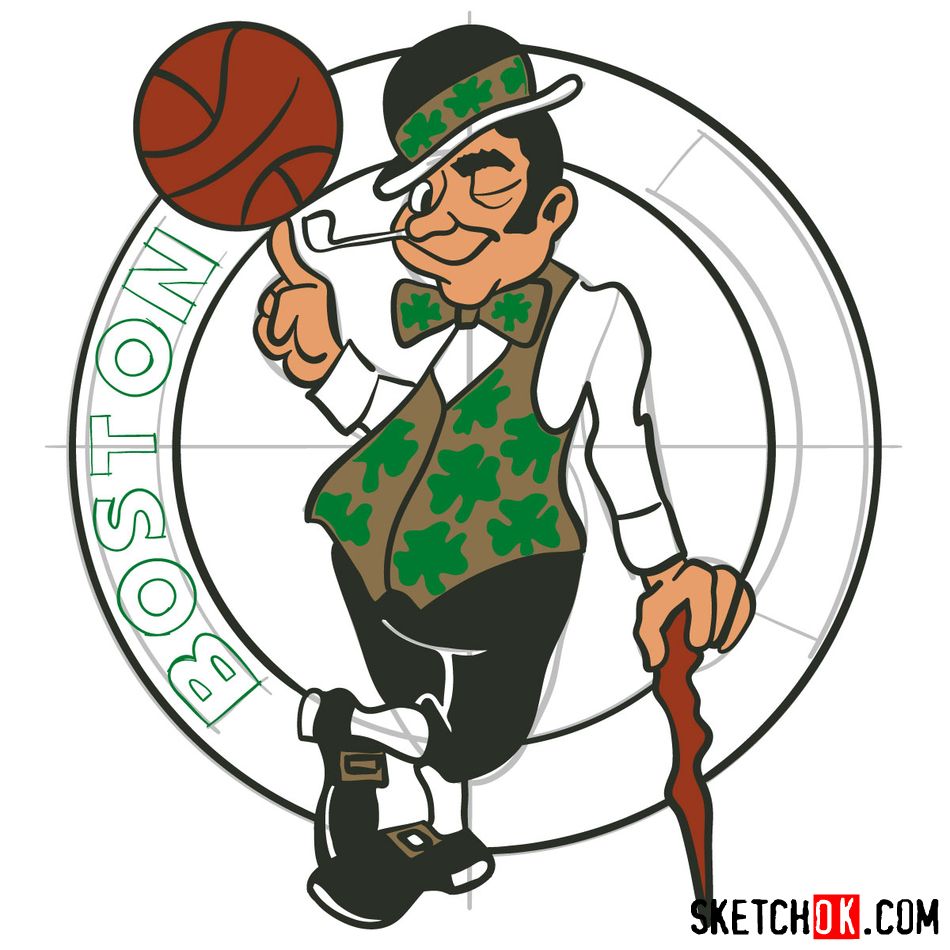 How to draw The Boston Celtics logo - step 14