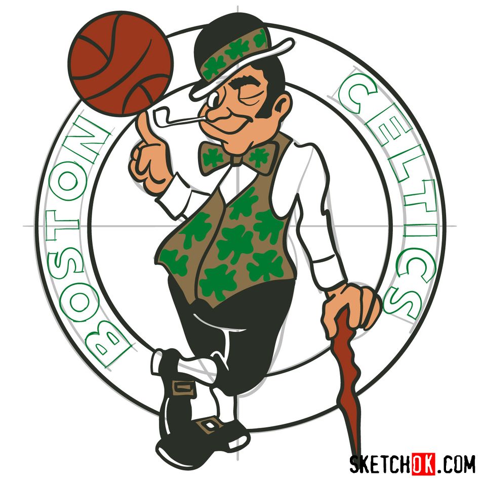 How To Draw The Boston Celtics Logo Sketchok Easy Drawing Guides