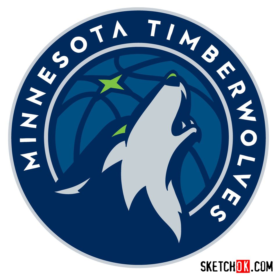 How to draw The Minnesota Timberwolves logo - coloring