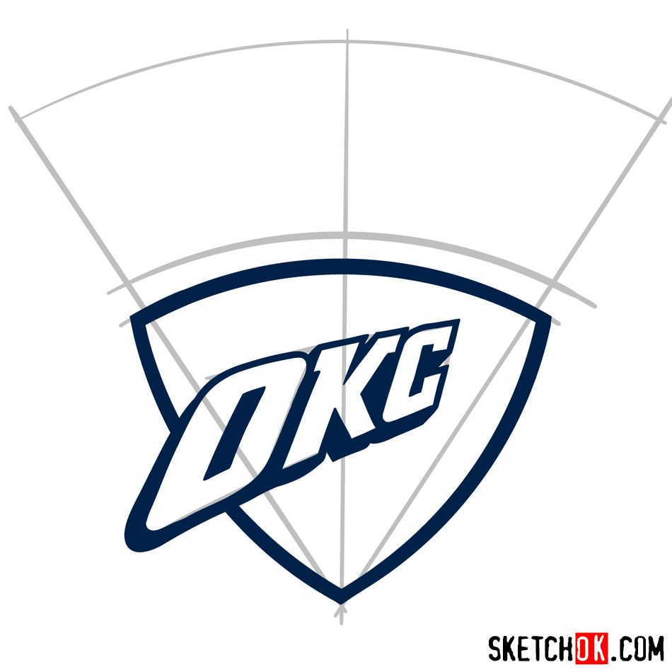How To Draw The Oklahoma City Thunder Logo Sketchok Easy Drawing Guides