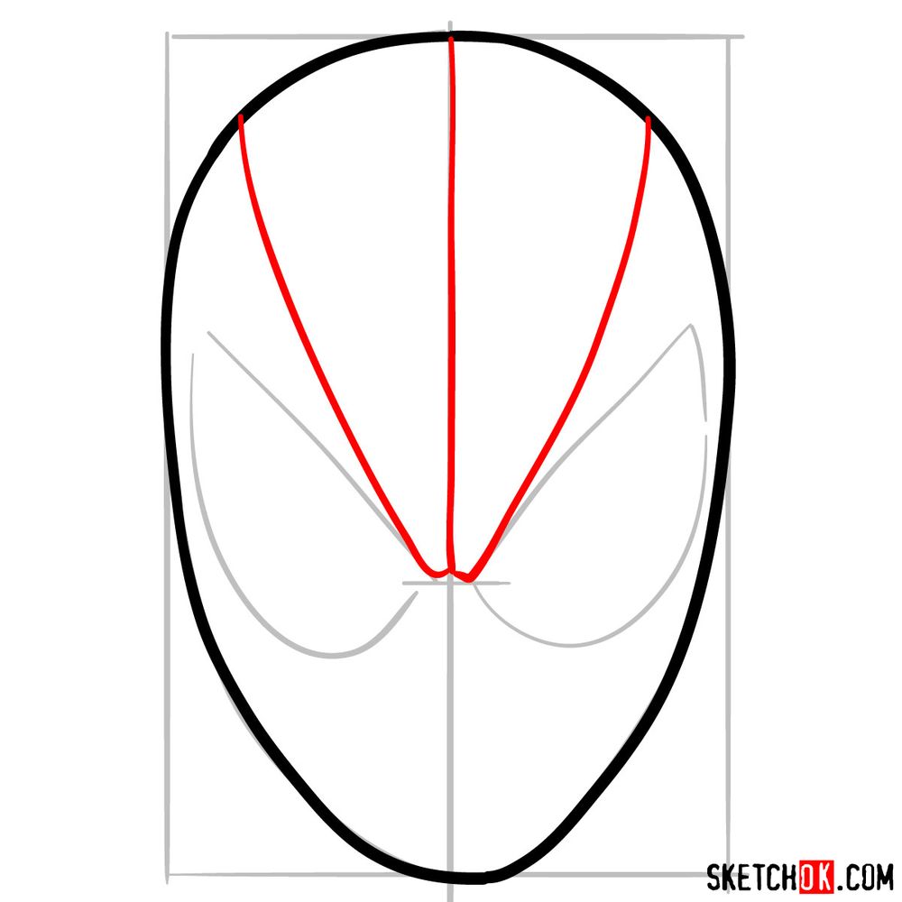 How to draw Spider-Man mask - step 04